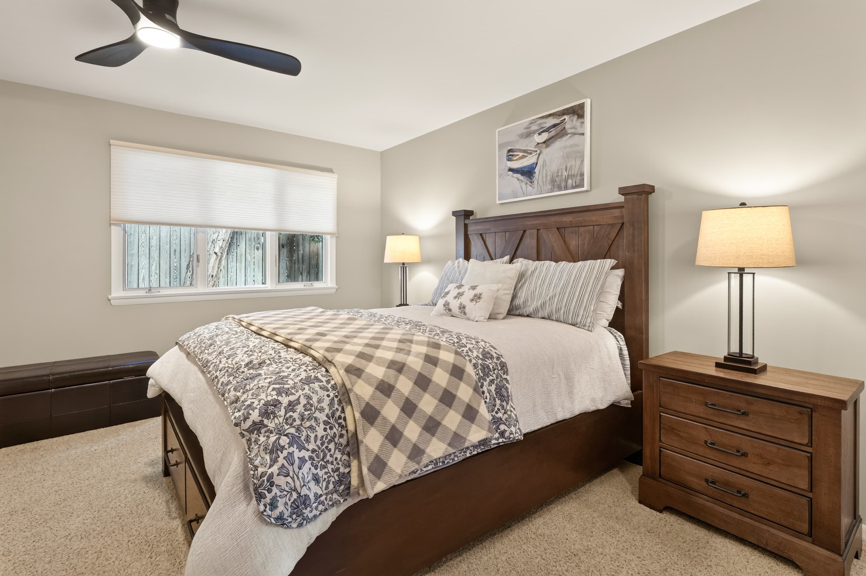 Bedroom with king bed and nightstands
