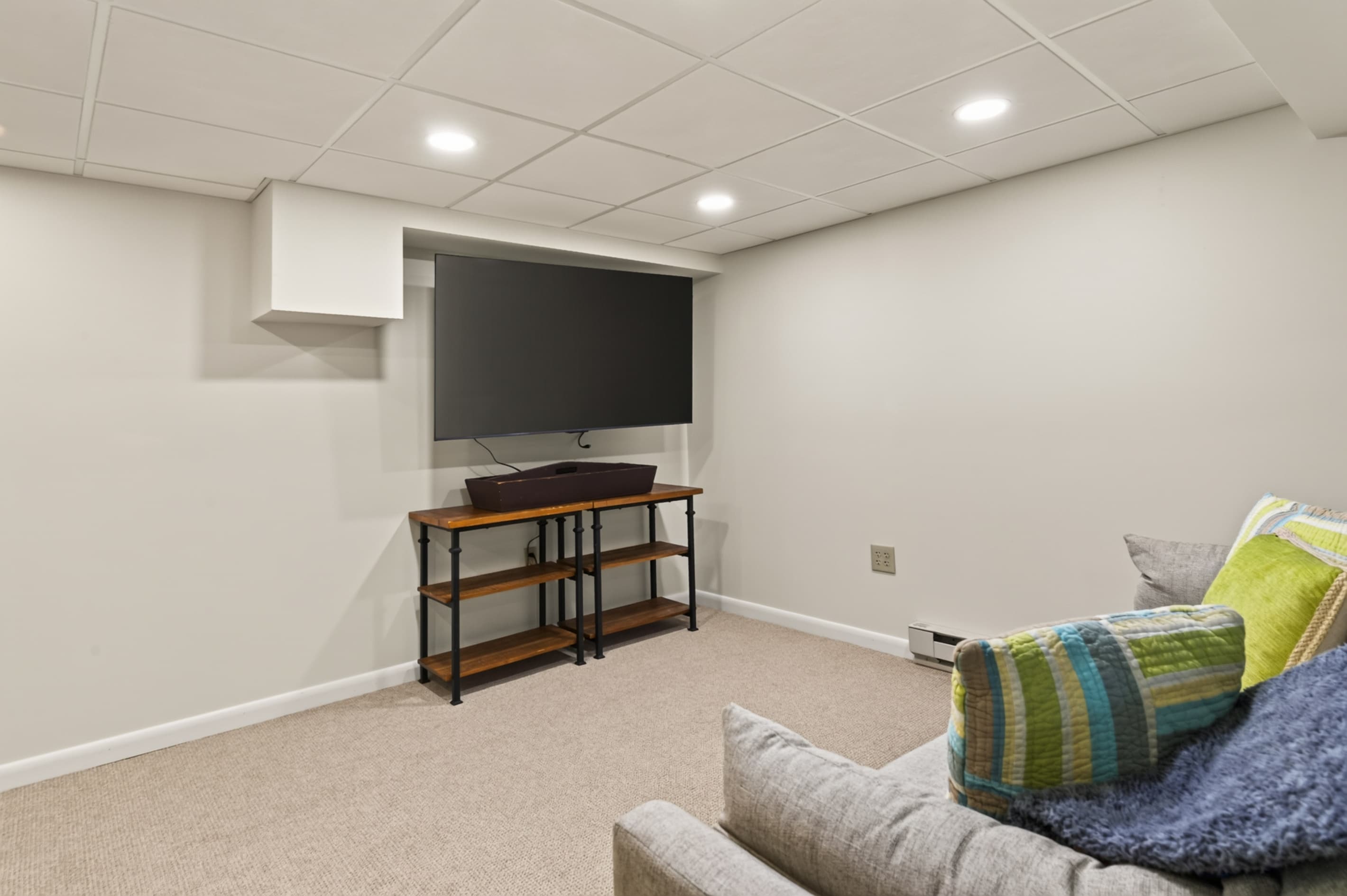 Television lounge with console table