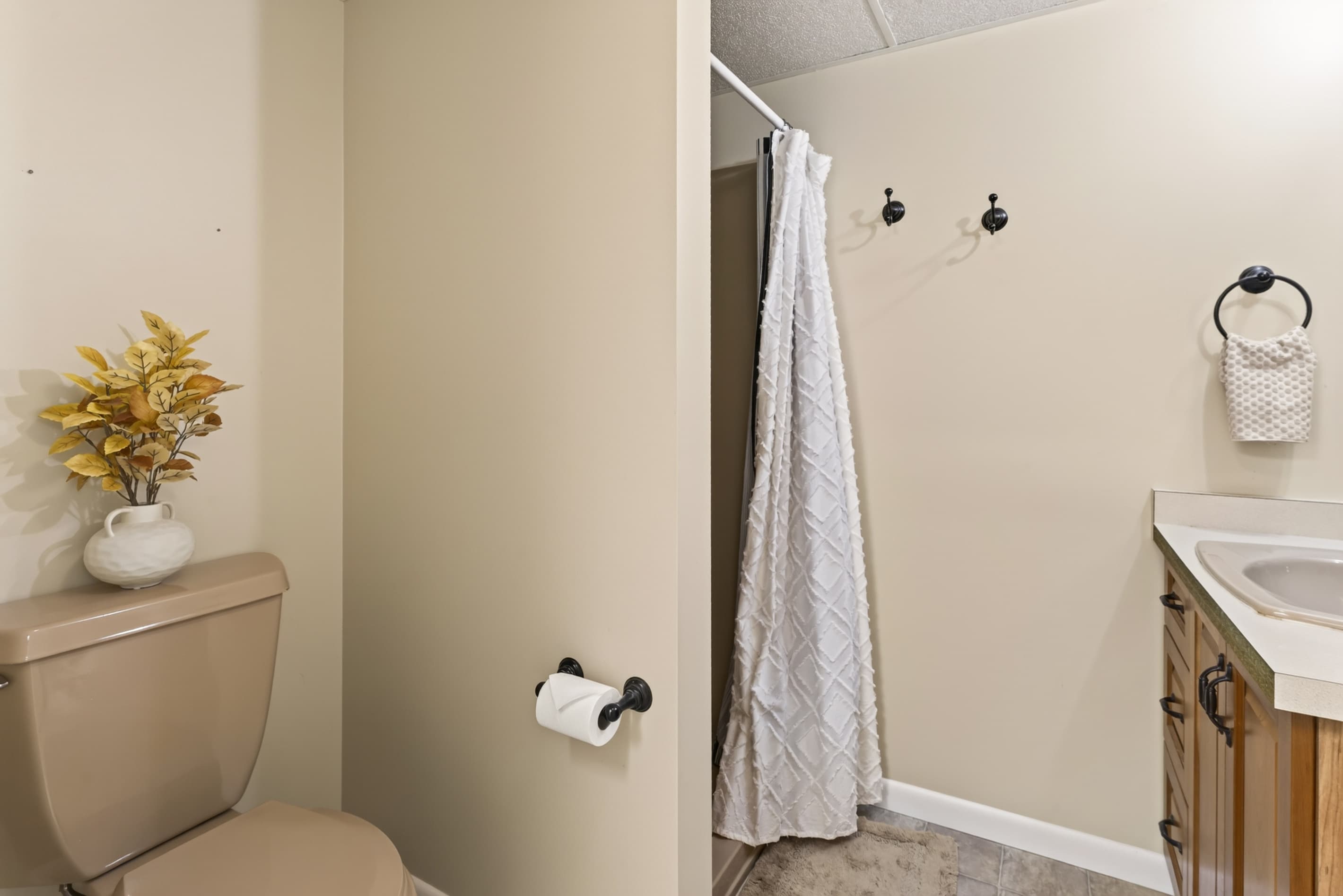 Bathroom storage and towel hooks