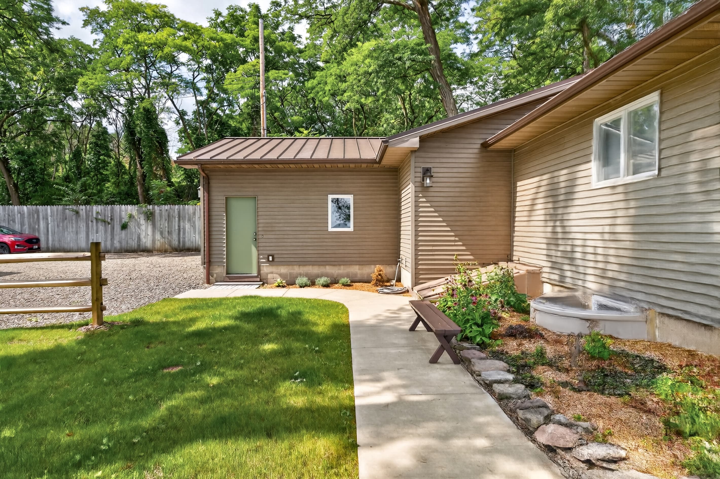 Walkway connecting the home and garage