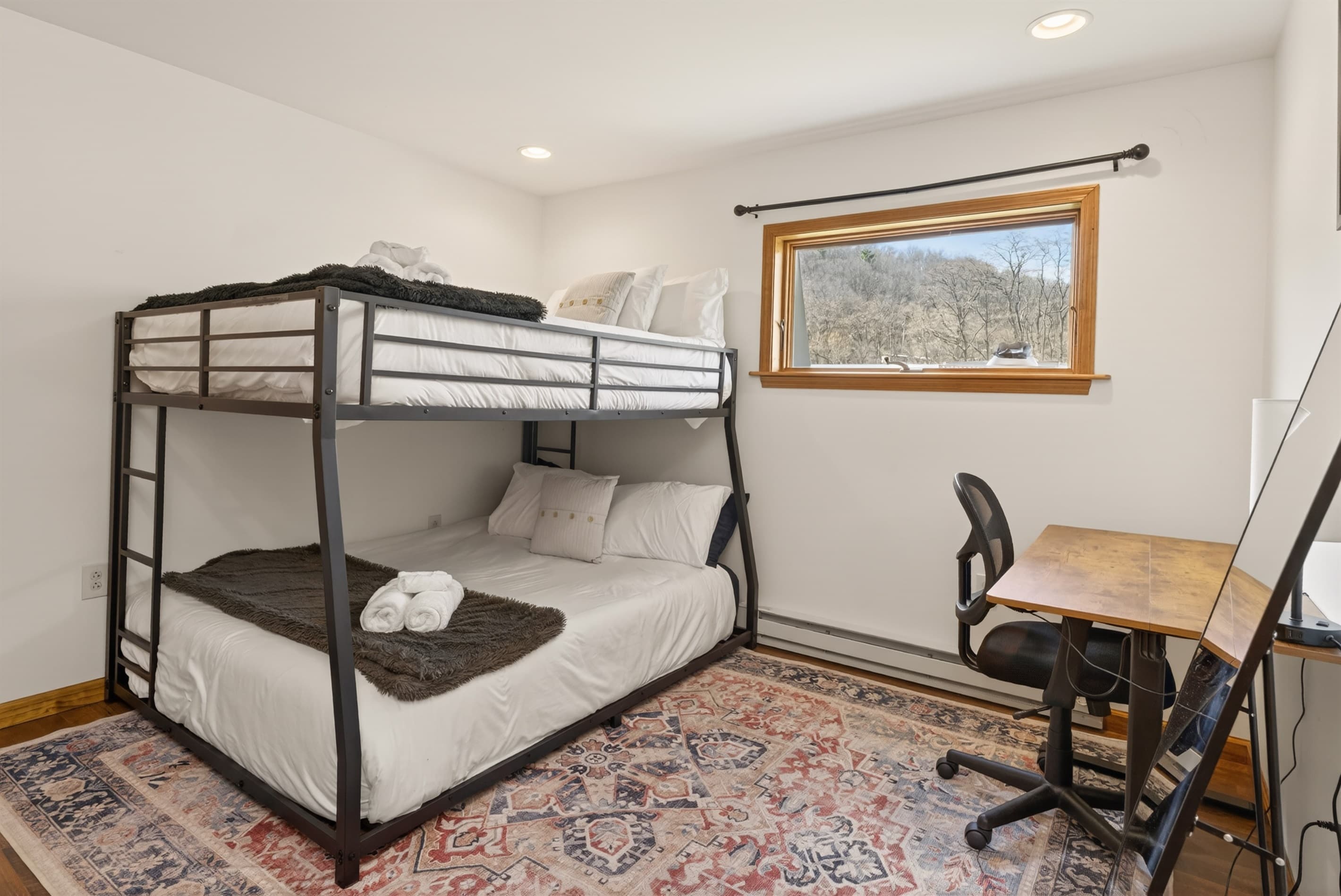 Bedroom with twin-over-full bunk bed