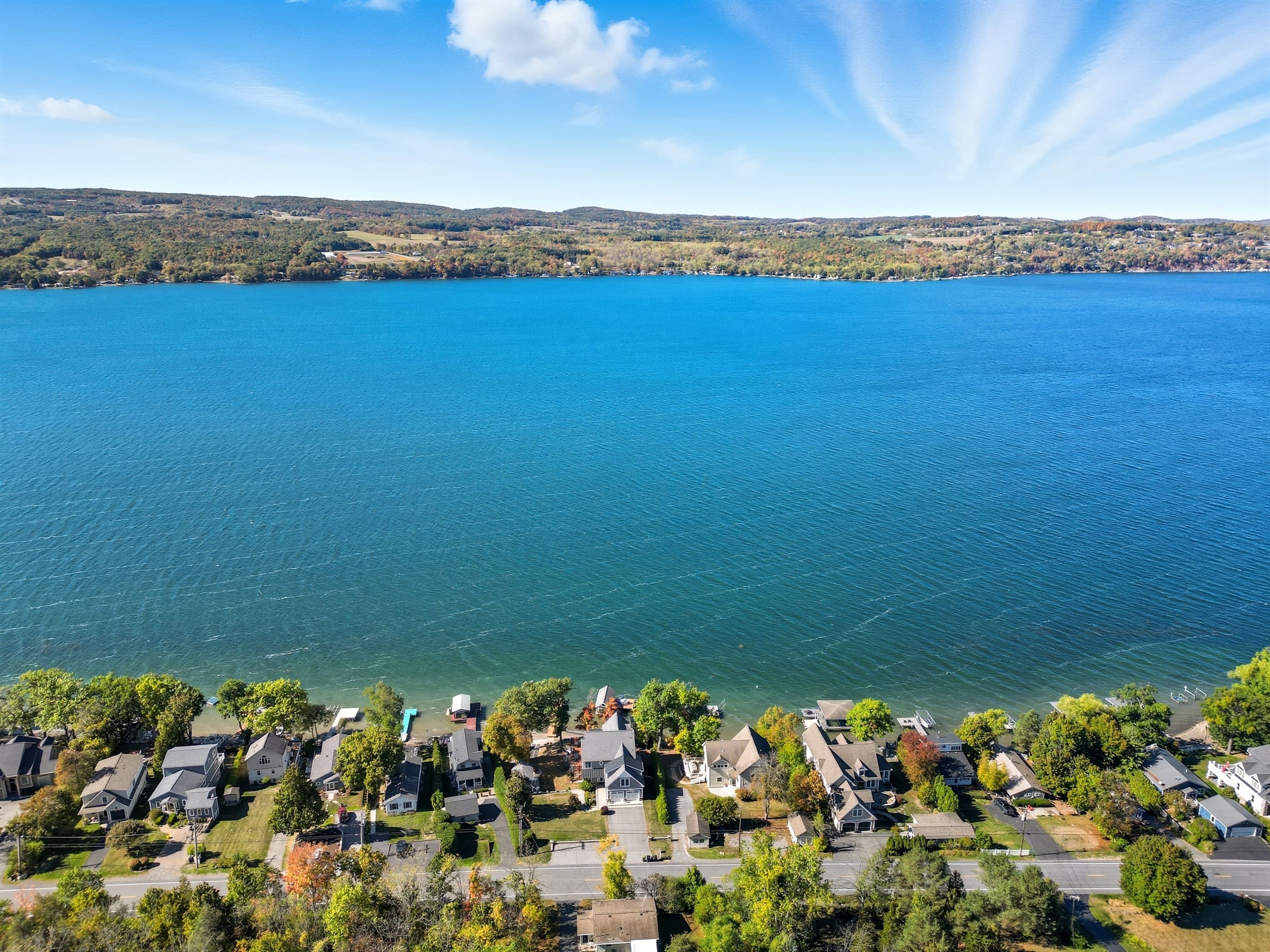 Shoreline homes viewed from above