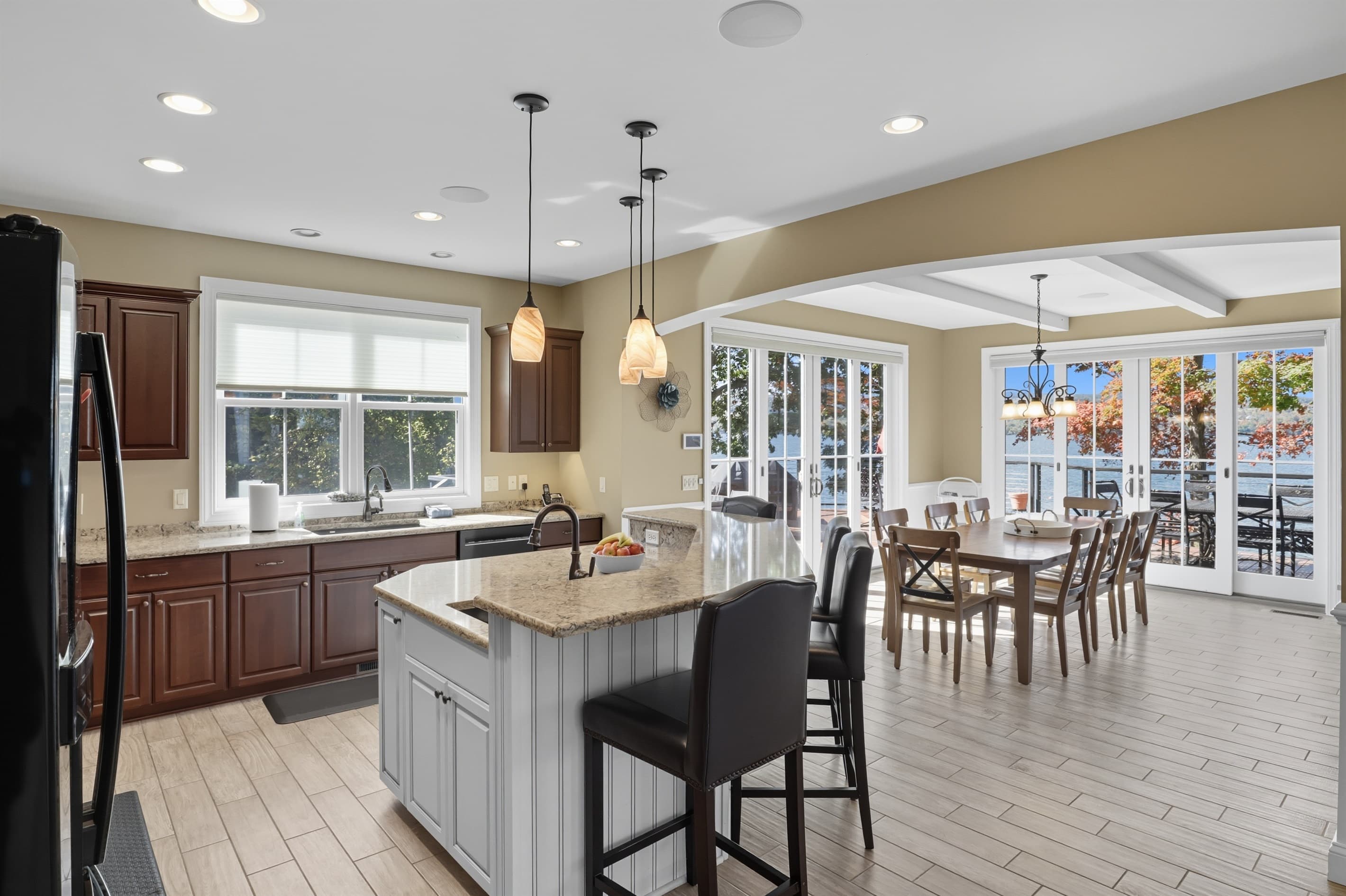 Kitchen opening into the dining area