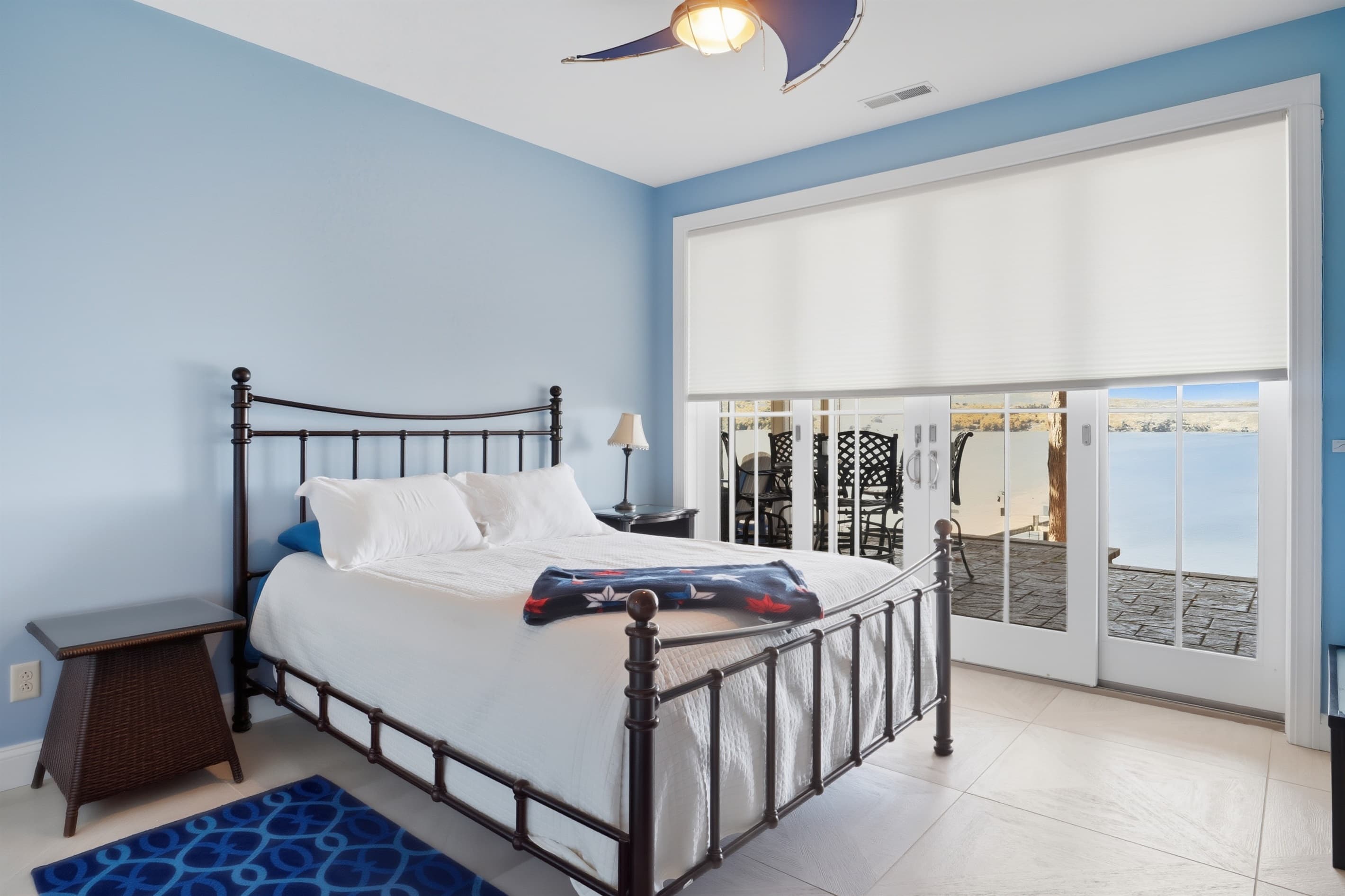 Bedroom with metal-frame bed