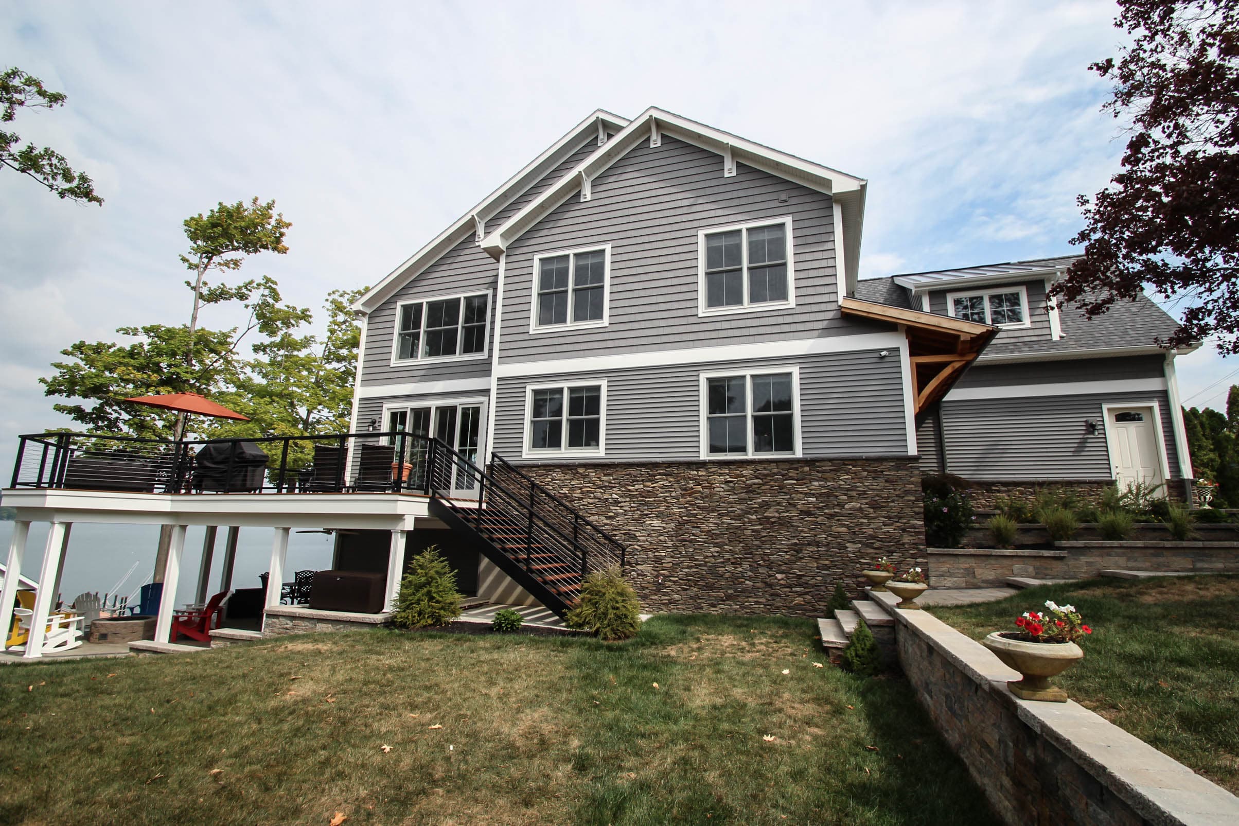 Rear exterior with multi-level decks
