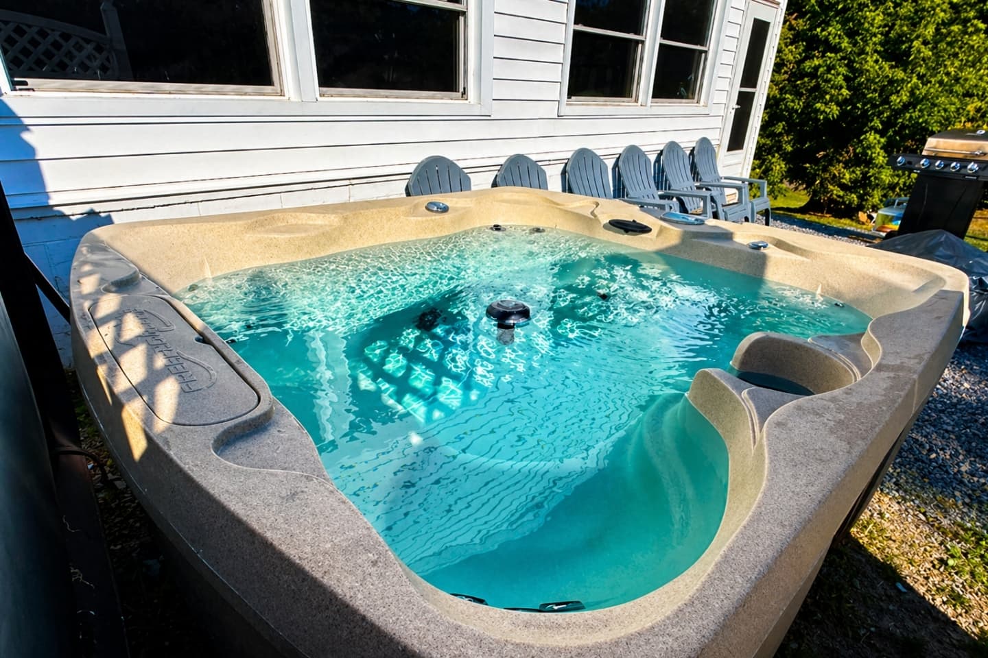 Hot tub beside the house