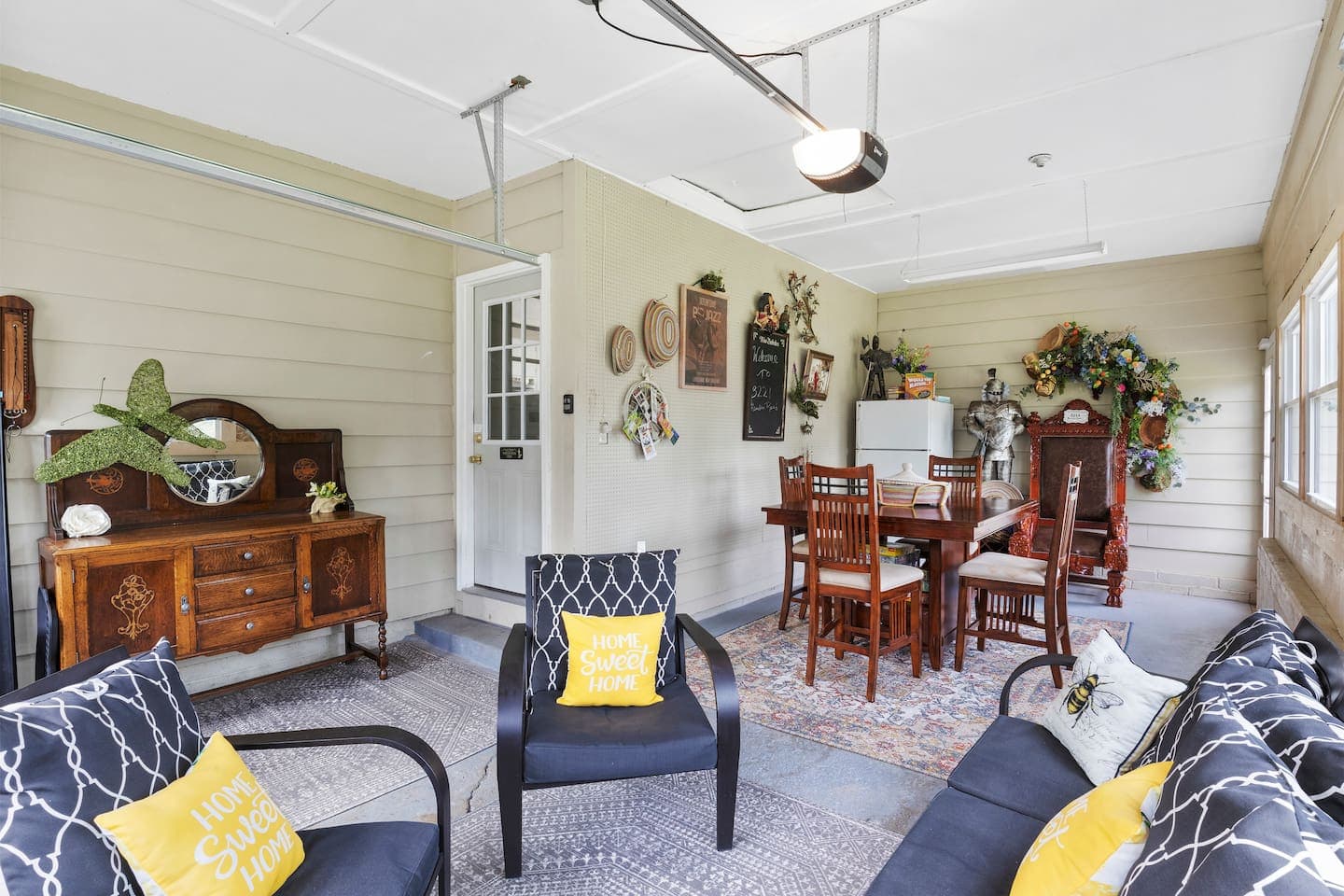 Sunroom seating beside the dining area