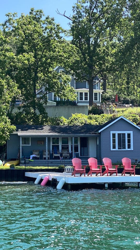 Lakeside exterior beneath mature trees