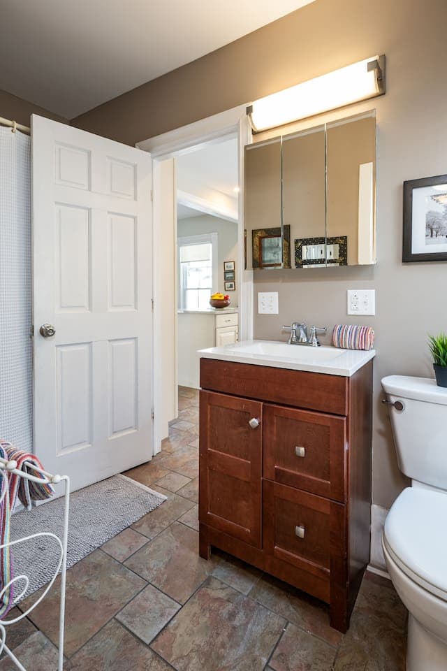 Full bathroom with shower and tub