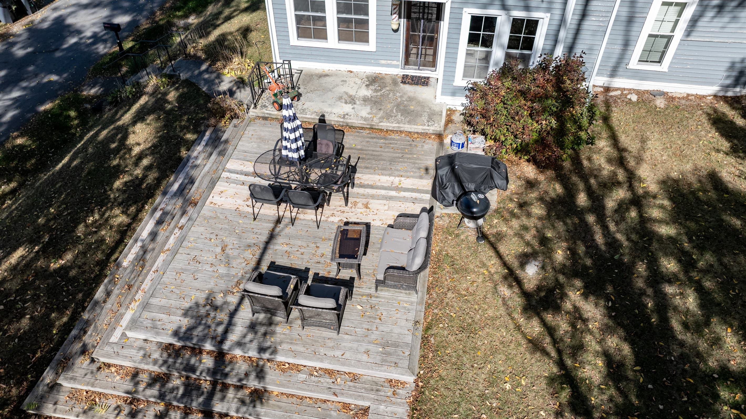 Stone patio with outdoor seating