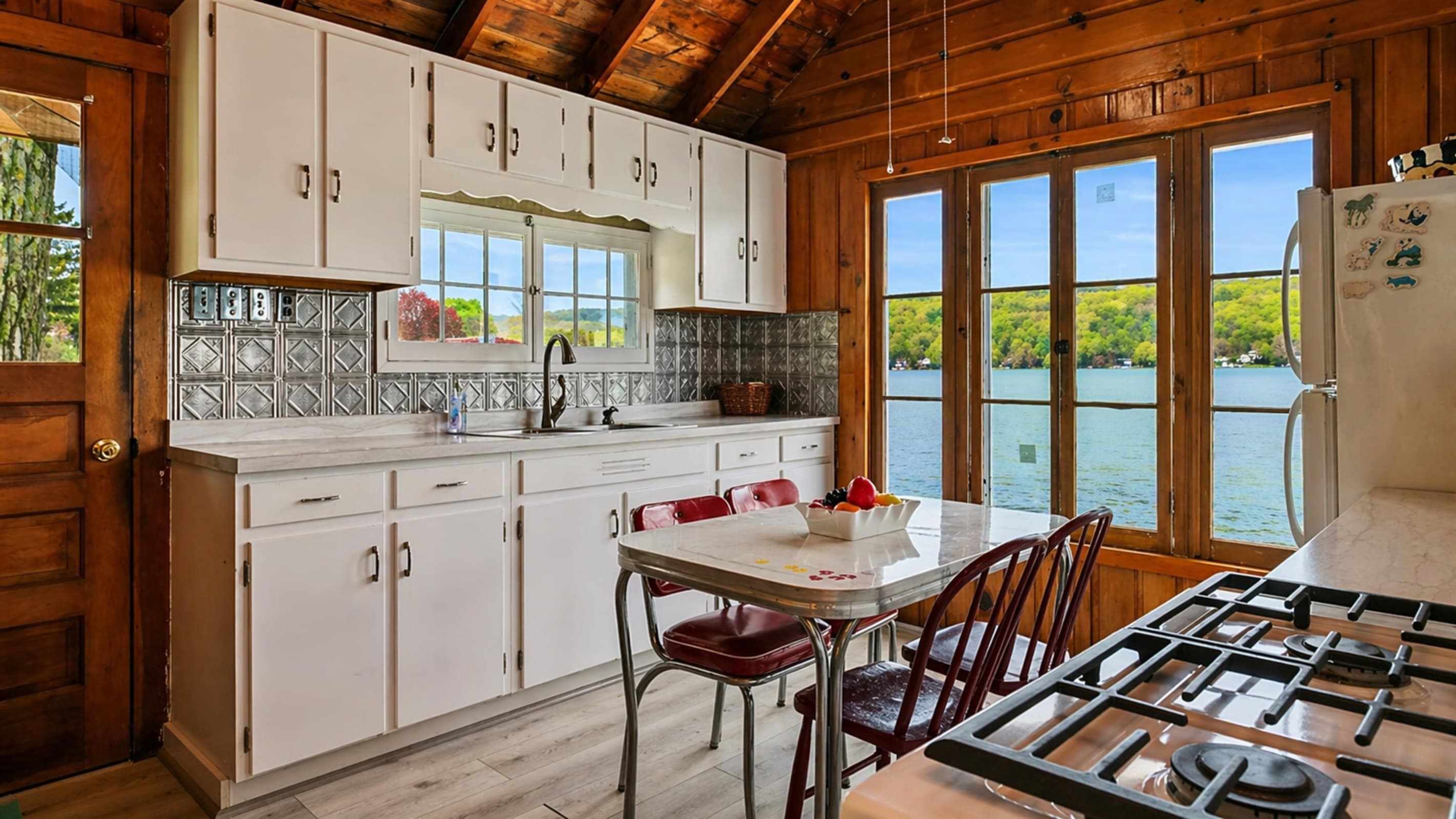 Kitchen windows overlooking the water
