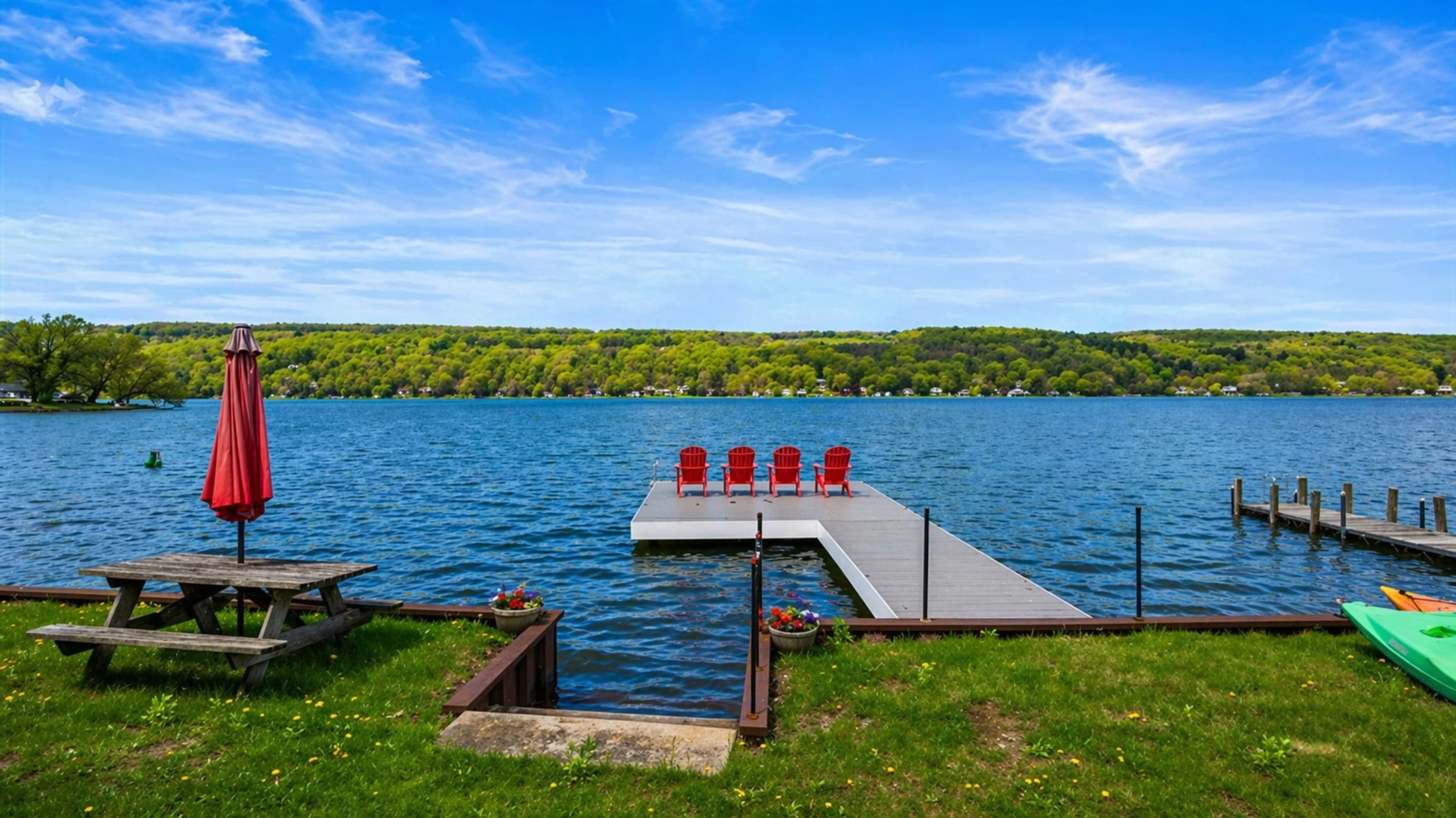 Lawn leading to the dock 