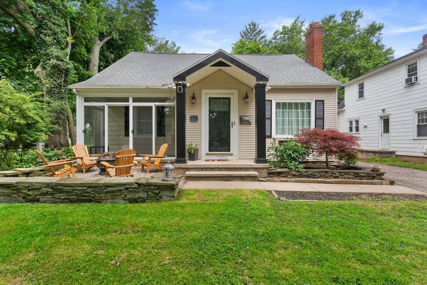 Front exterior with landscaped walkway
