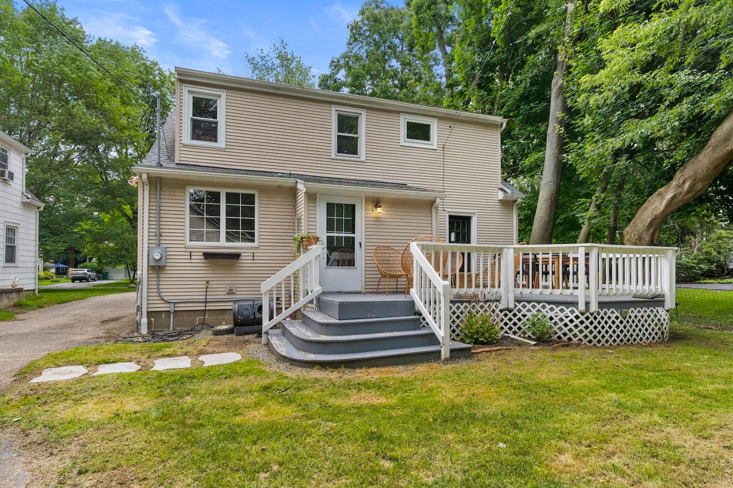 Rear exterior with raised deck