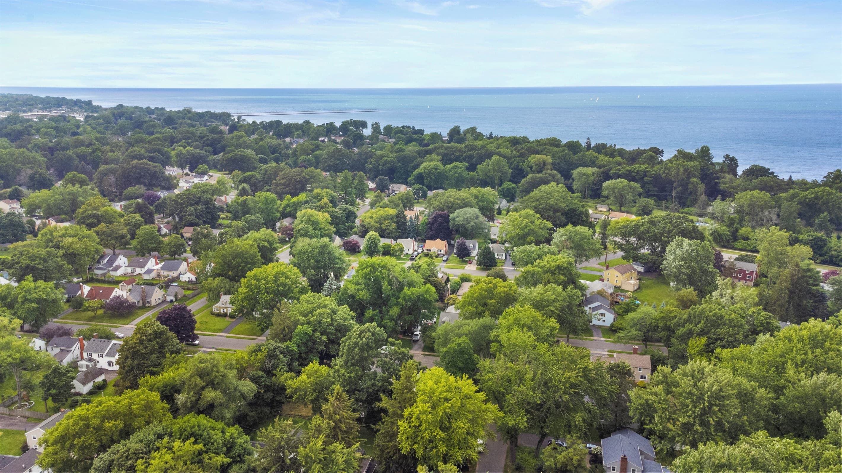 Wide aerial view across the neighborhood