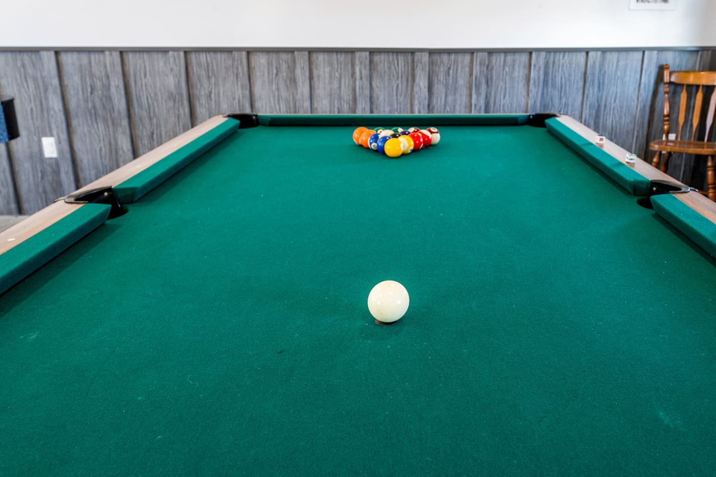Pool table with billiard balls