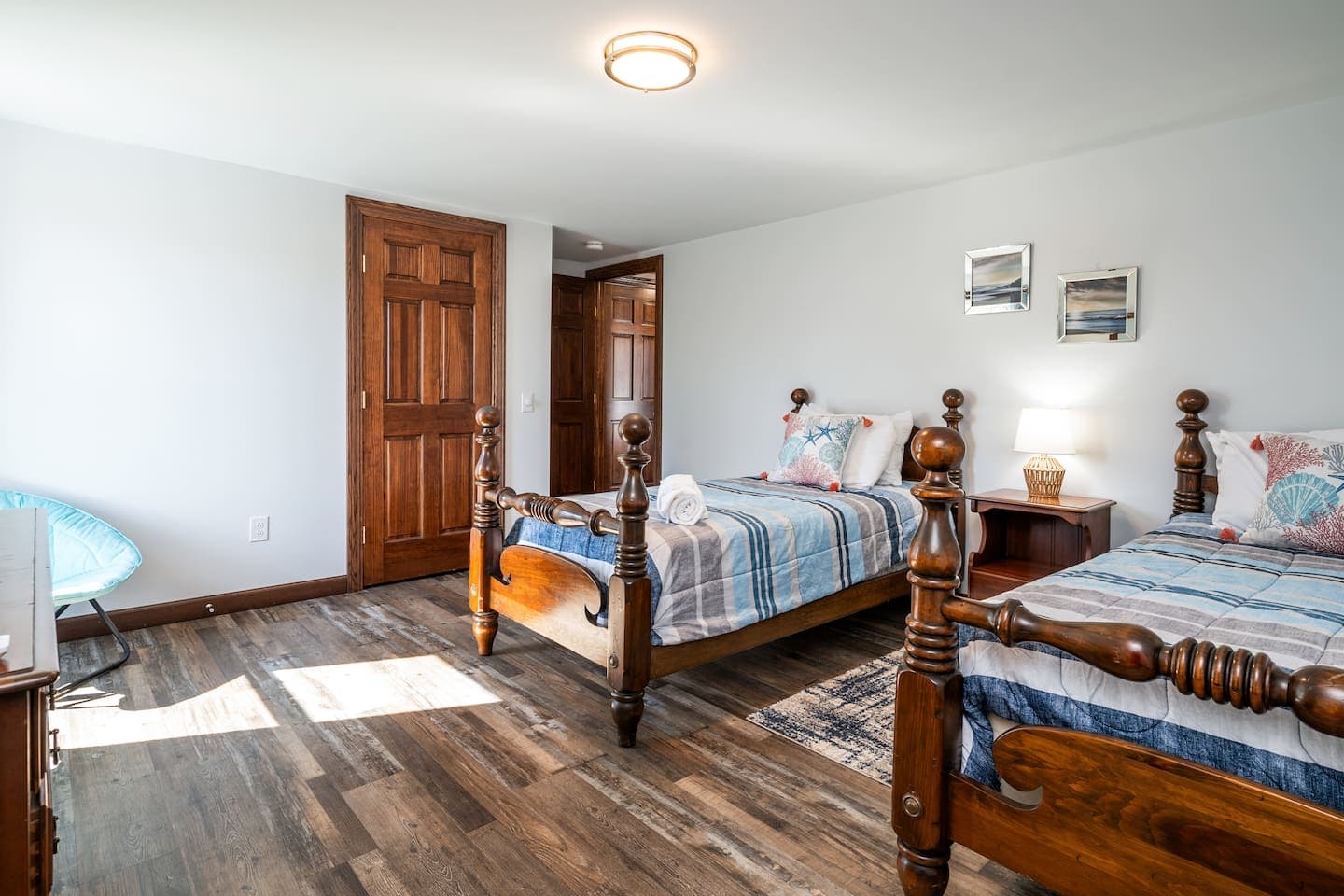 Two-bed room with classic wood furniture