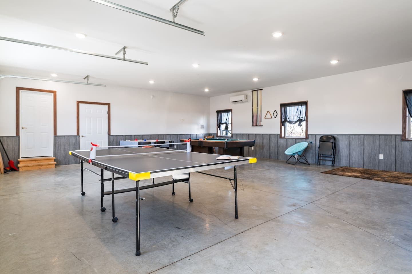 Game room with ping pong table