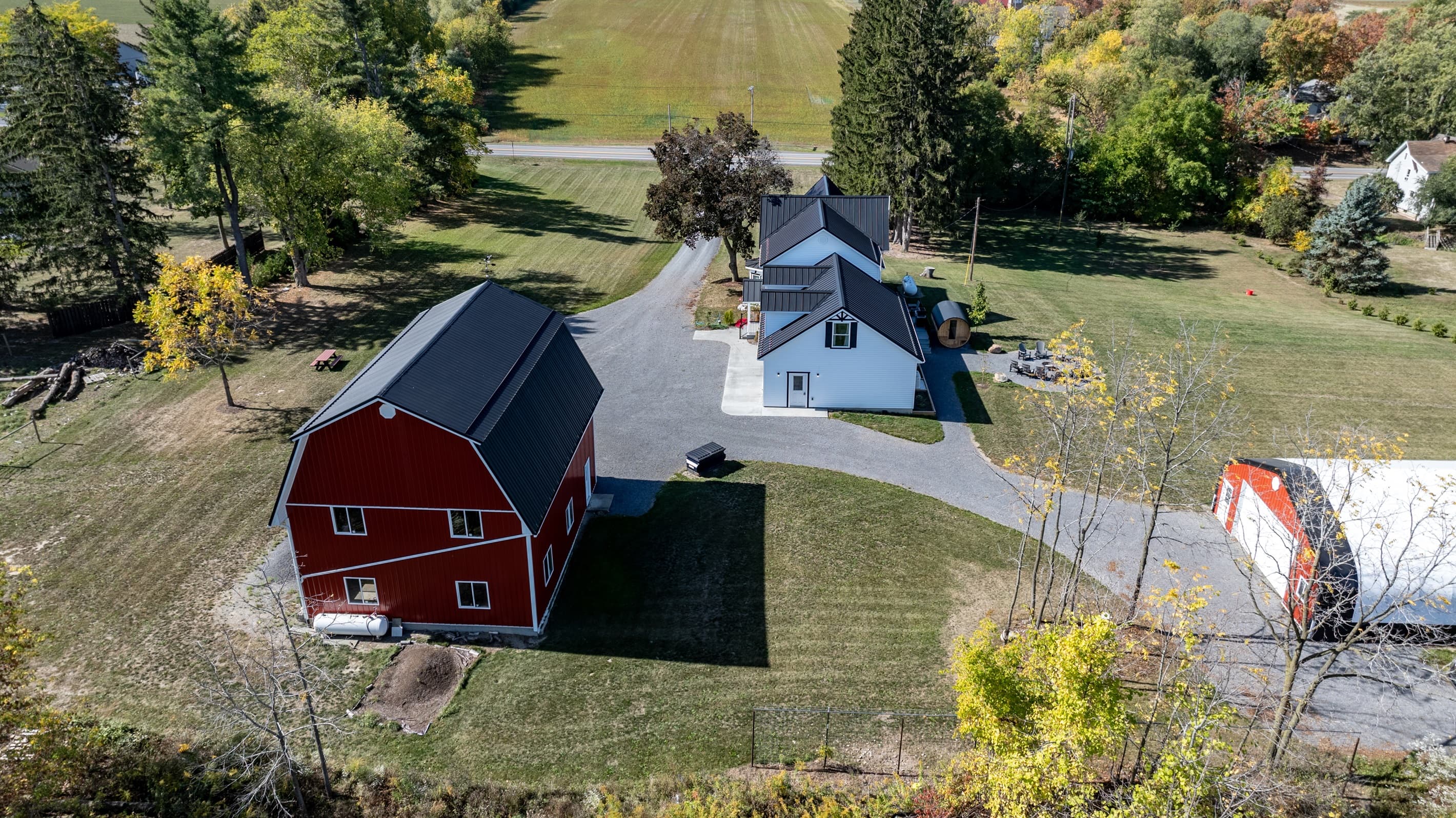 Aerial view of multiple property structures