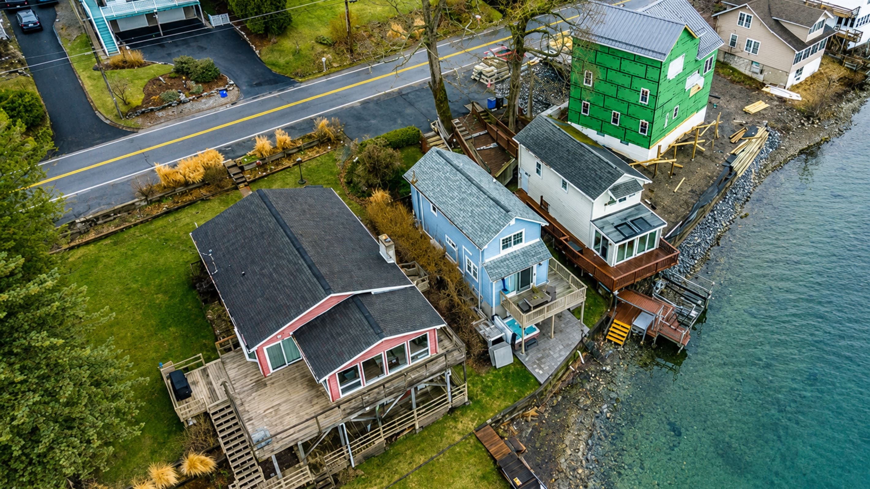 Ariel view of the property along the shoreline