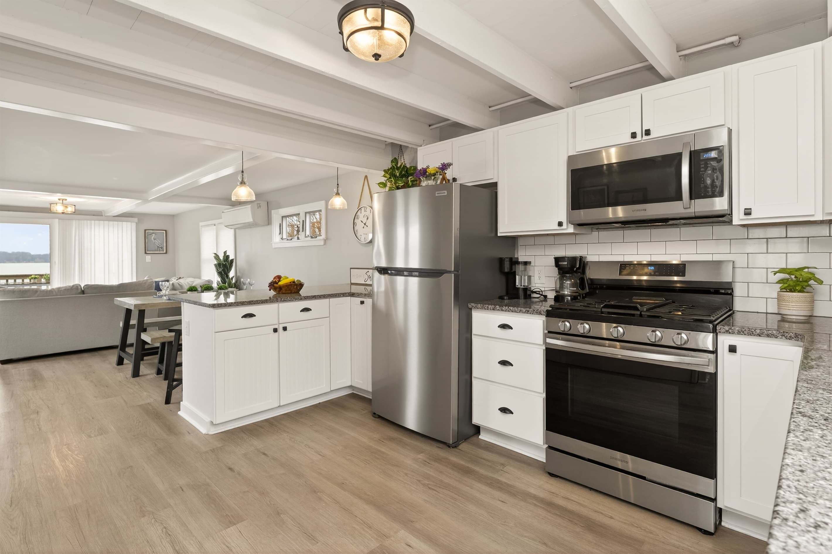 Updated kitchen with stainless steel appliances