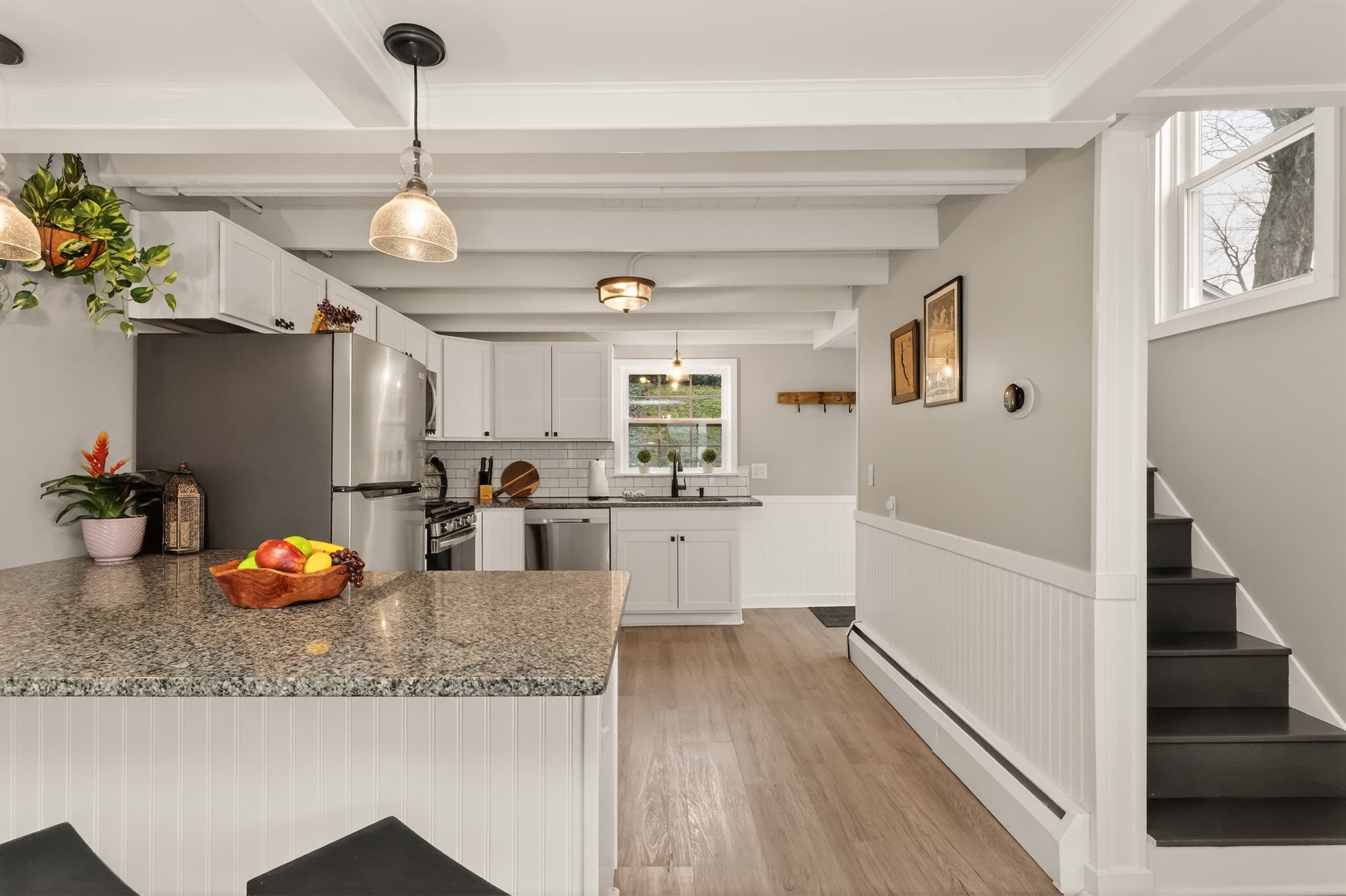 Kitchen layout beside the staircase