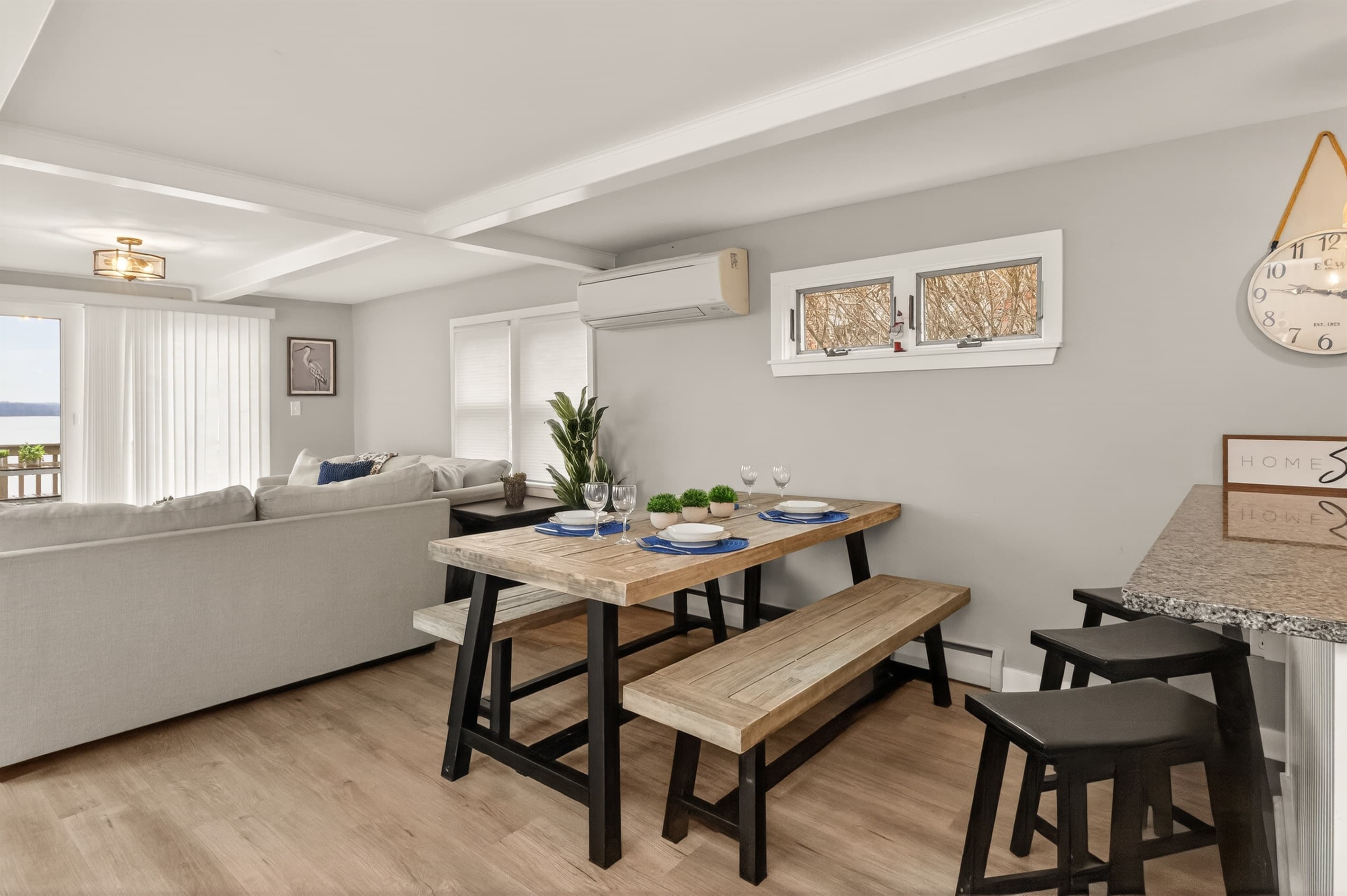 Dining area with bench seating
