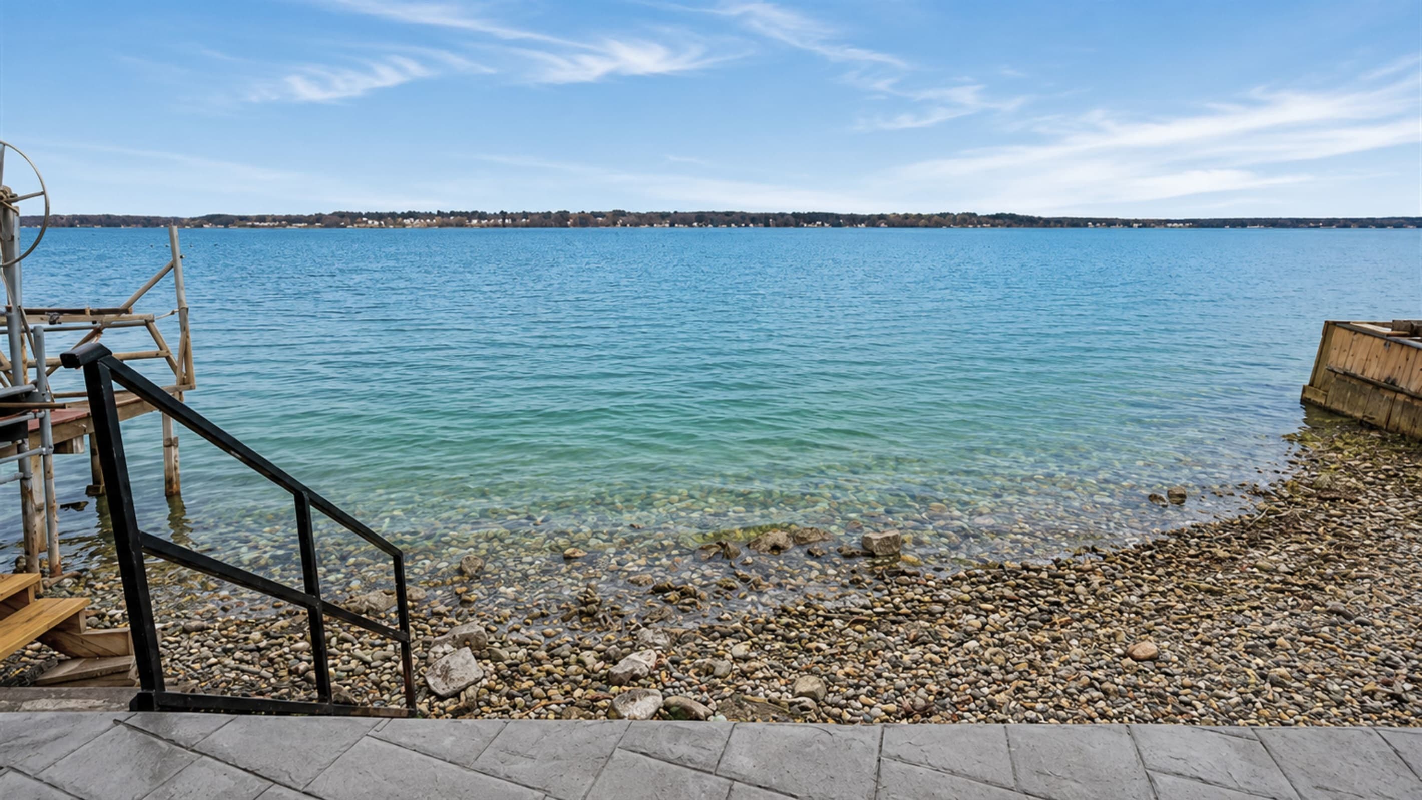 Clear lake water along the shoreline