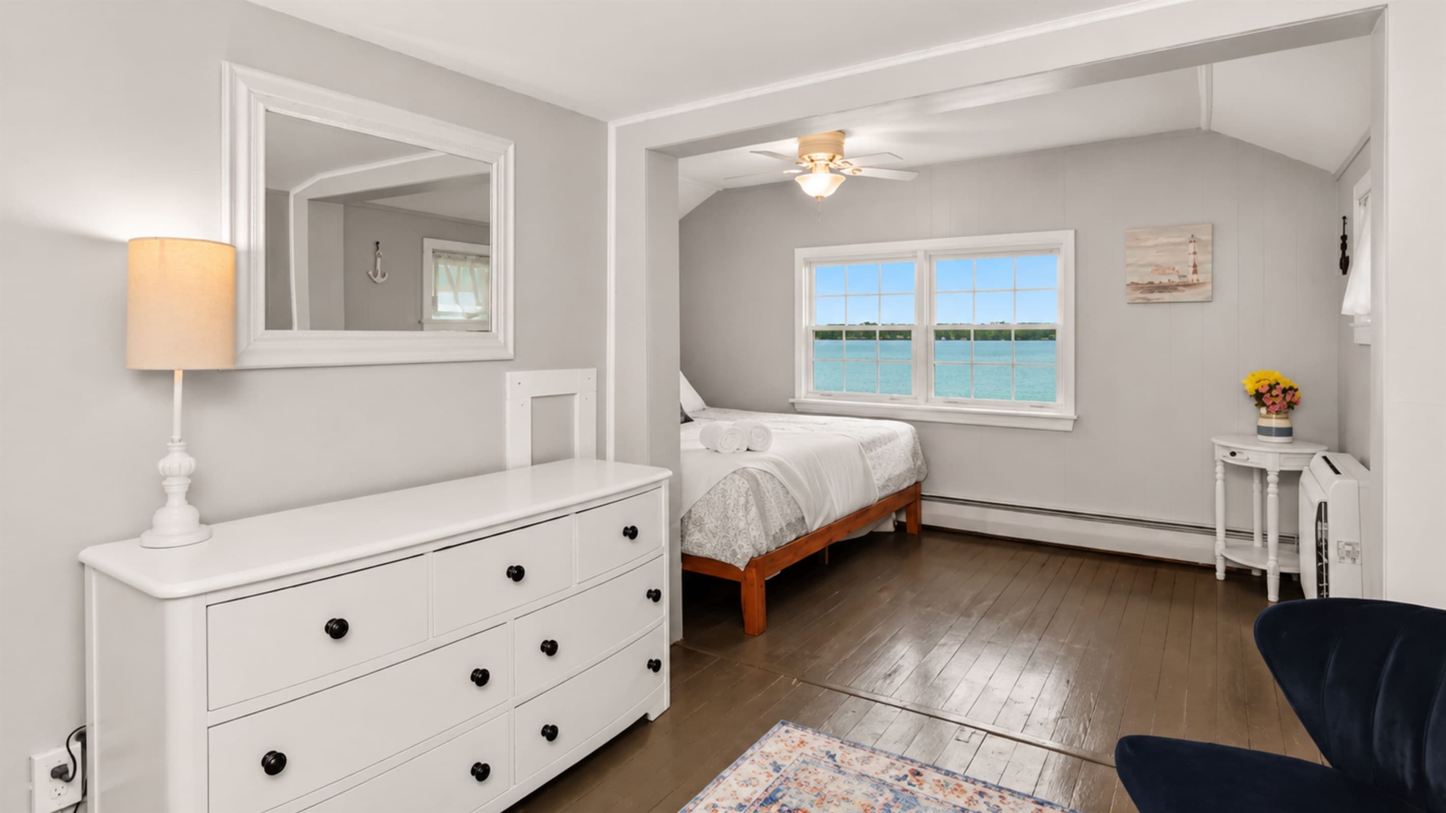 Dresser storage beside the bedroom window