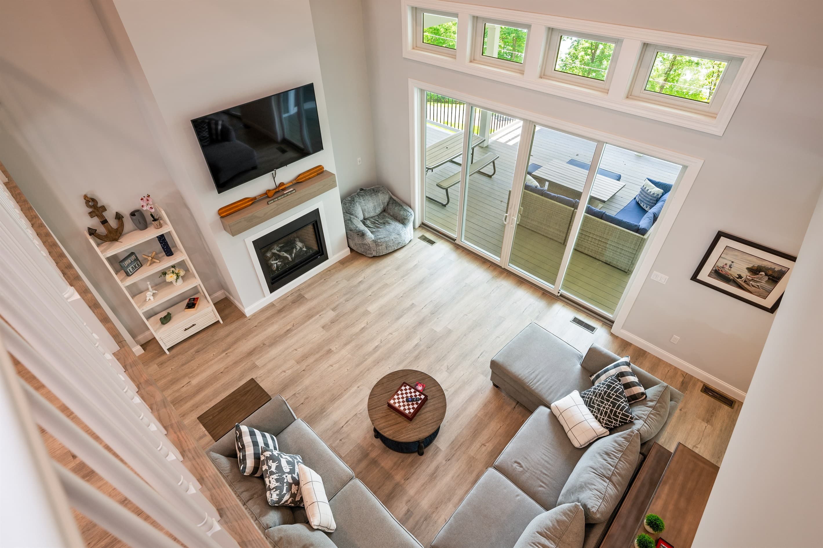 Living room viewed from the upper level
