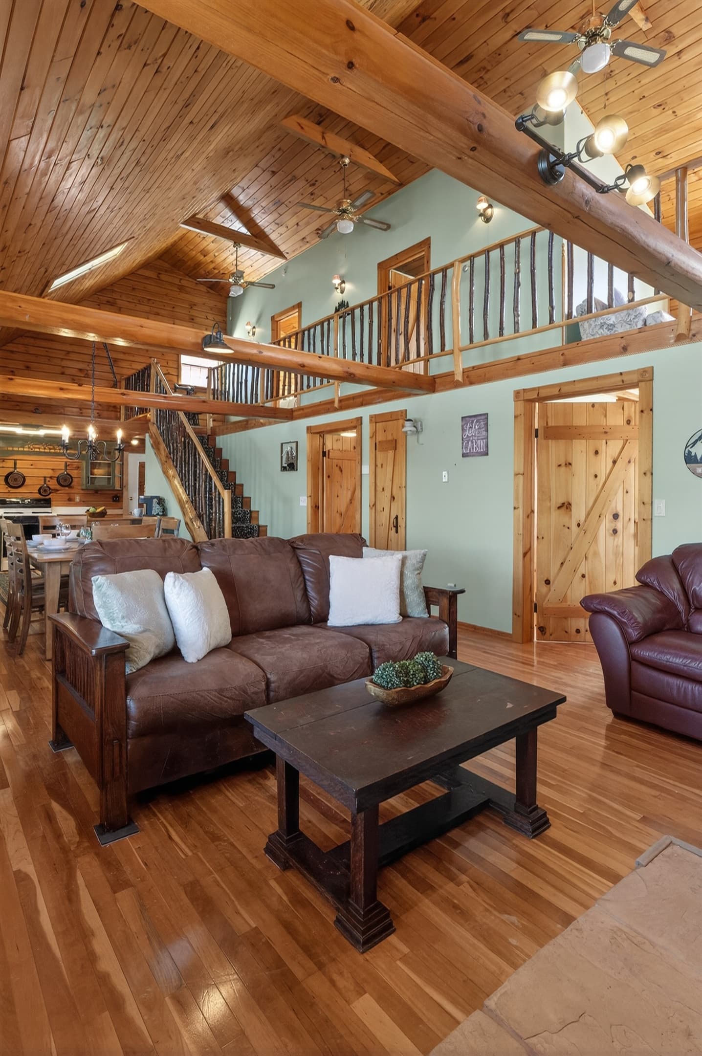 Upper railing overlooking the living room