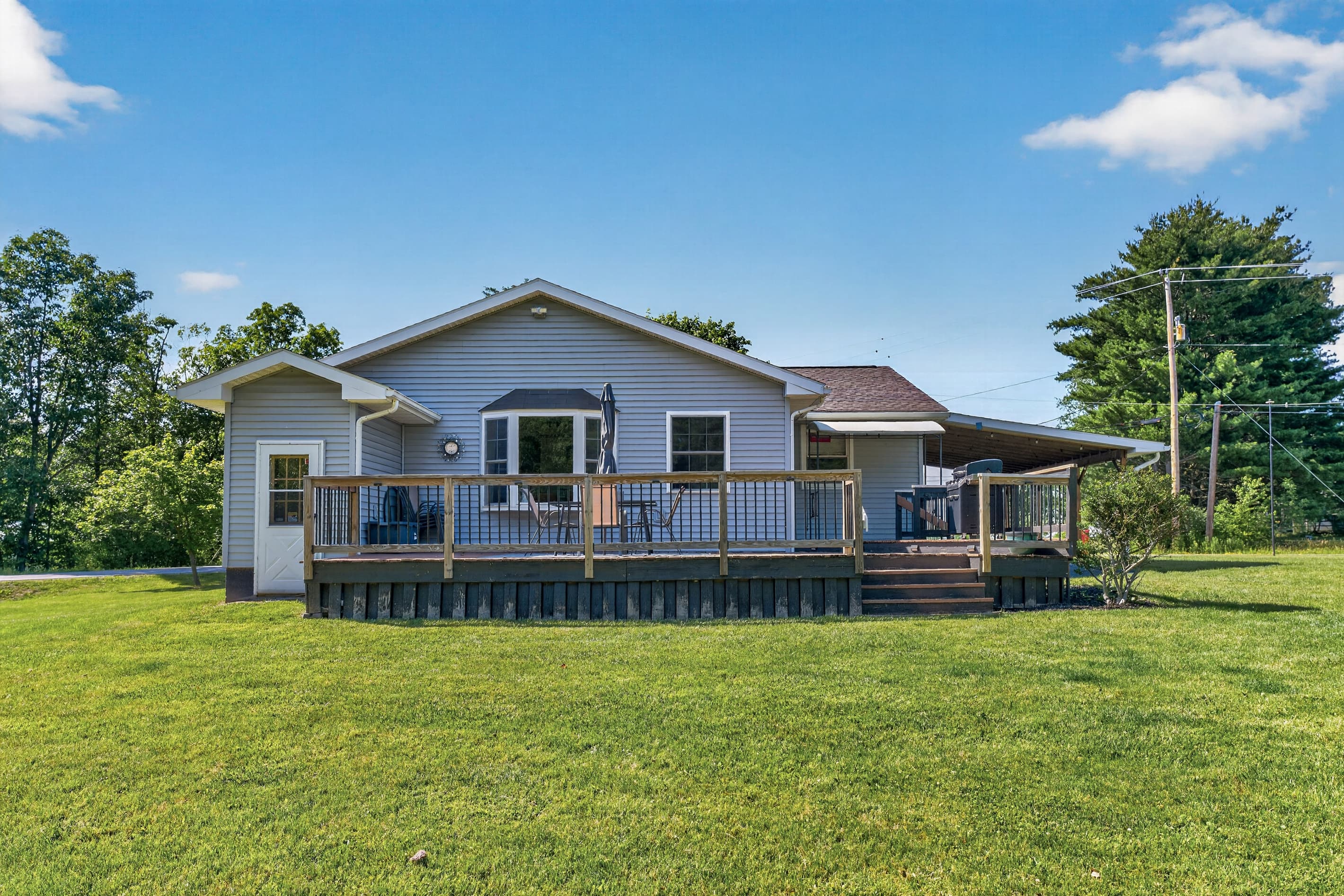 Front deck viewed across the lawn