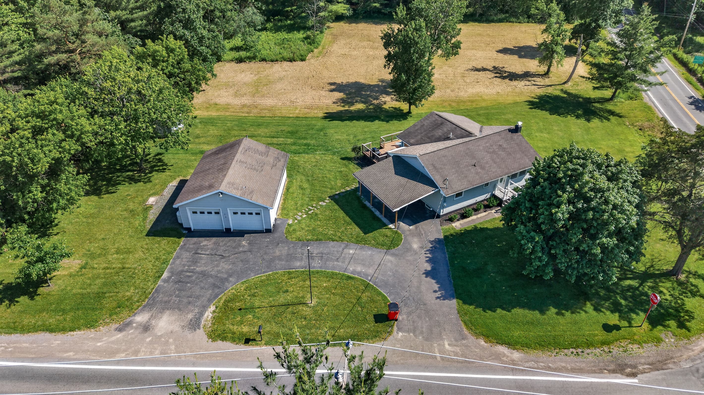 Home and garage viewed from above