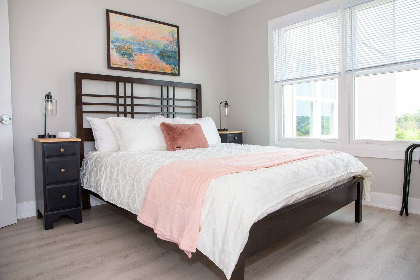 Bedroom with wall-mounted television