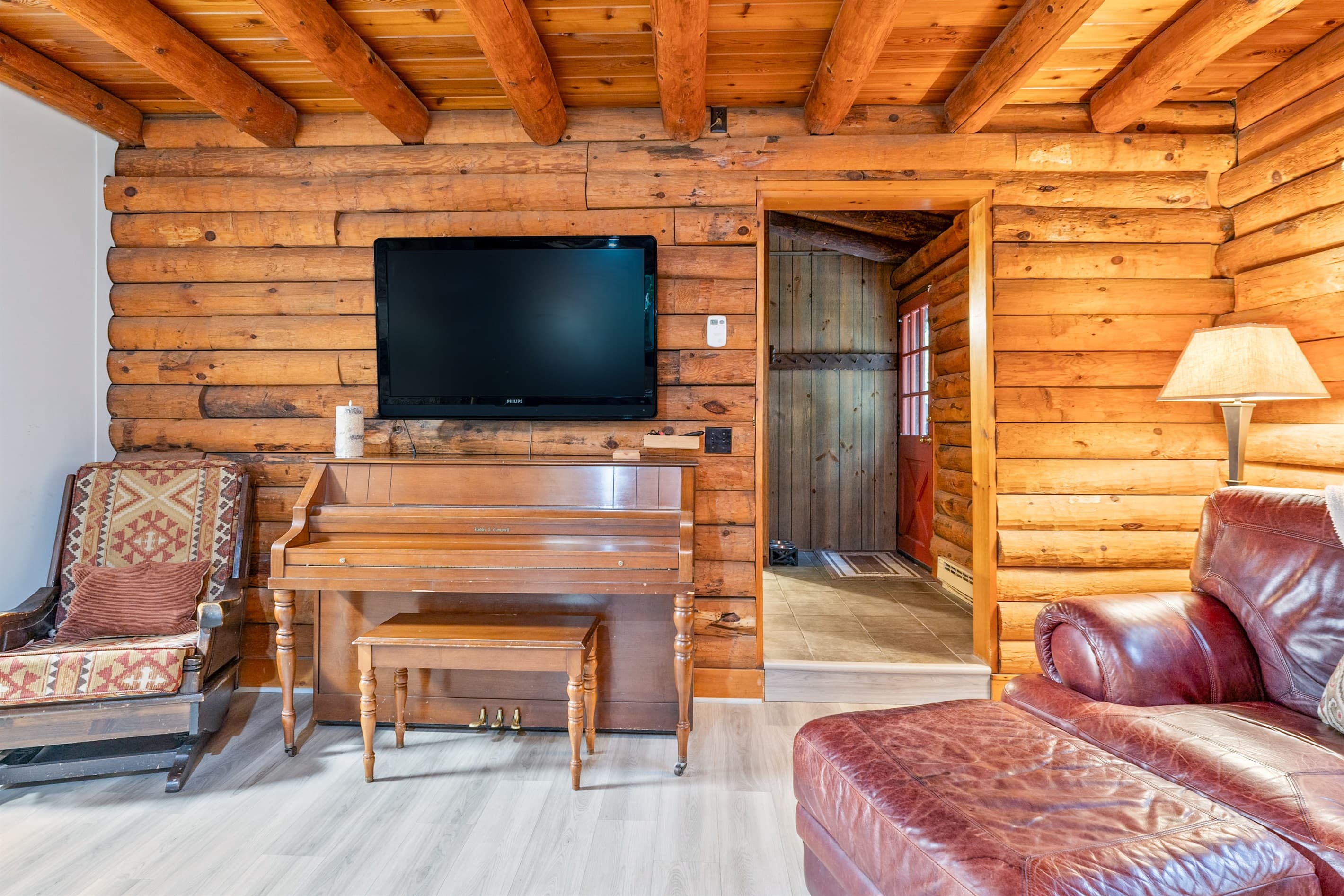 Living area with wall mounted television