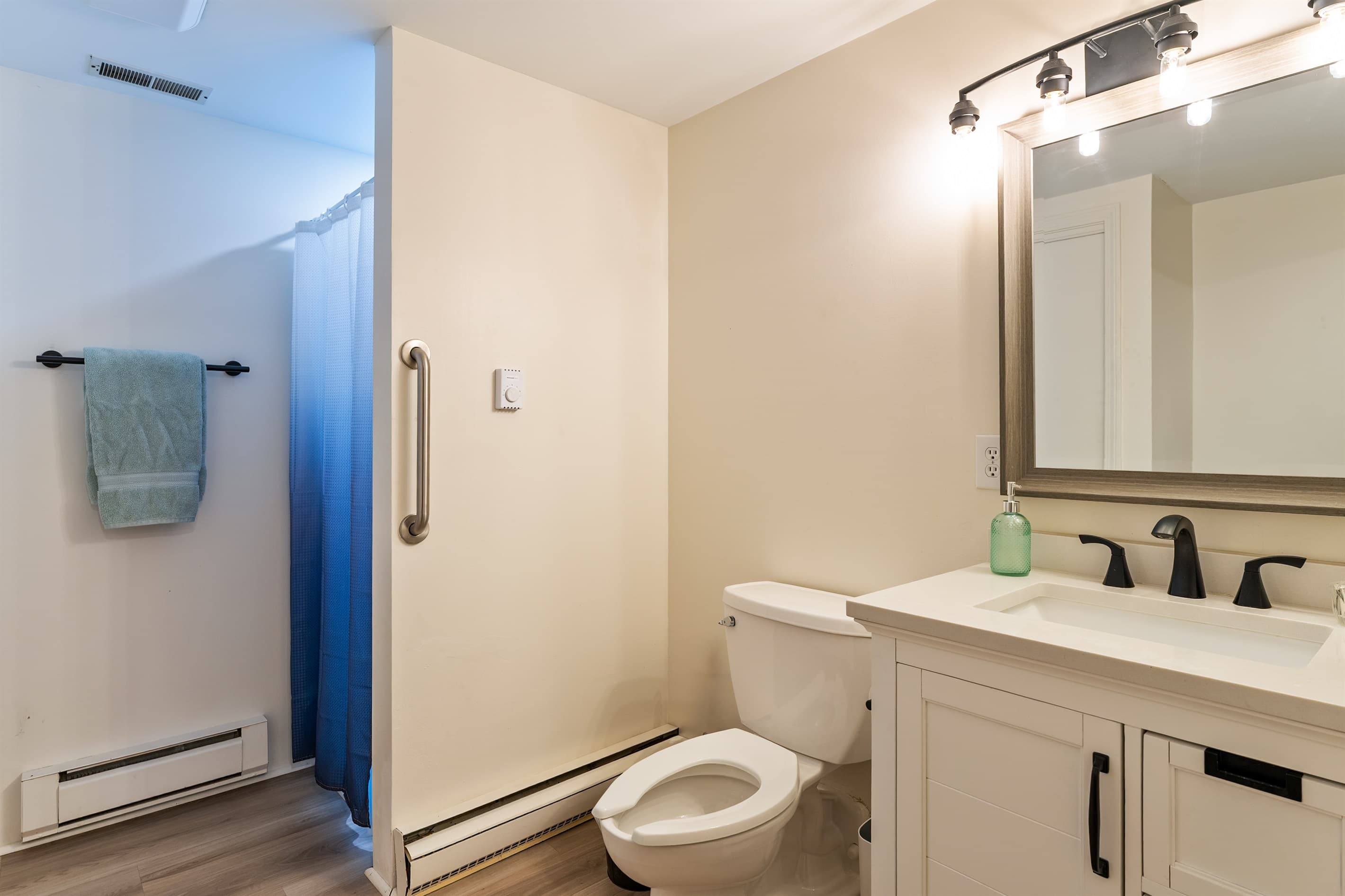 Updated basement bathroom with walk-in shower