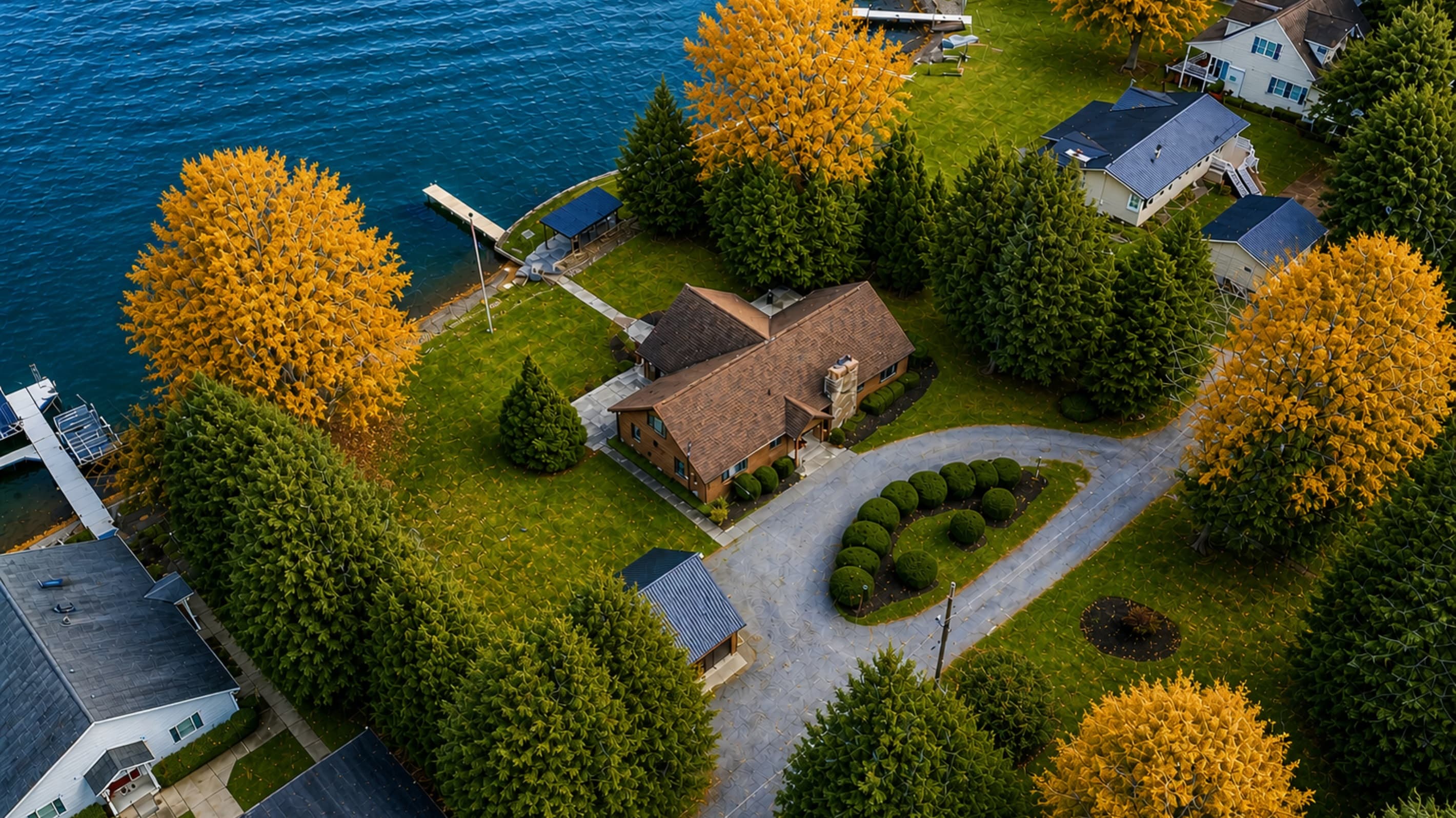 Aerial view of the main house