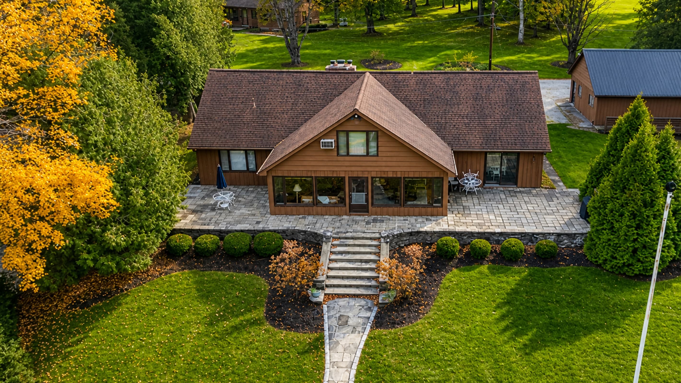 Lakeside view of the main house