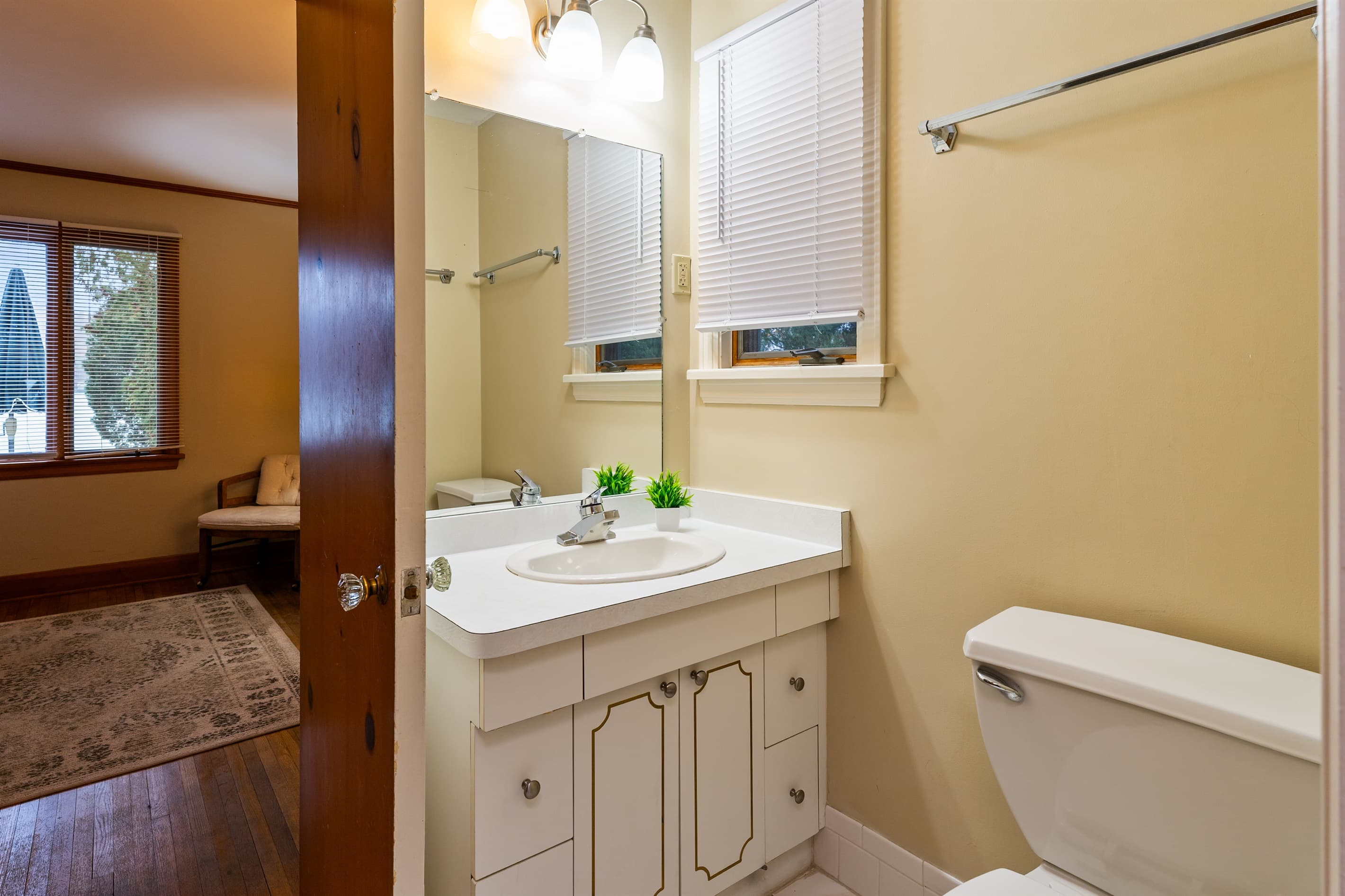 Jack-and-Jill bathroom with double vanity