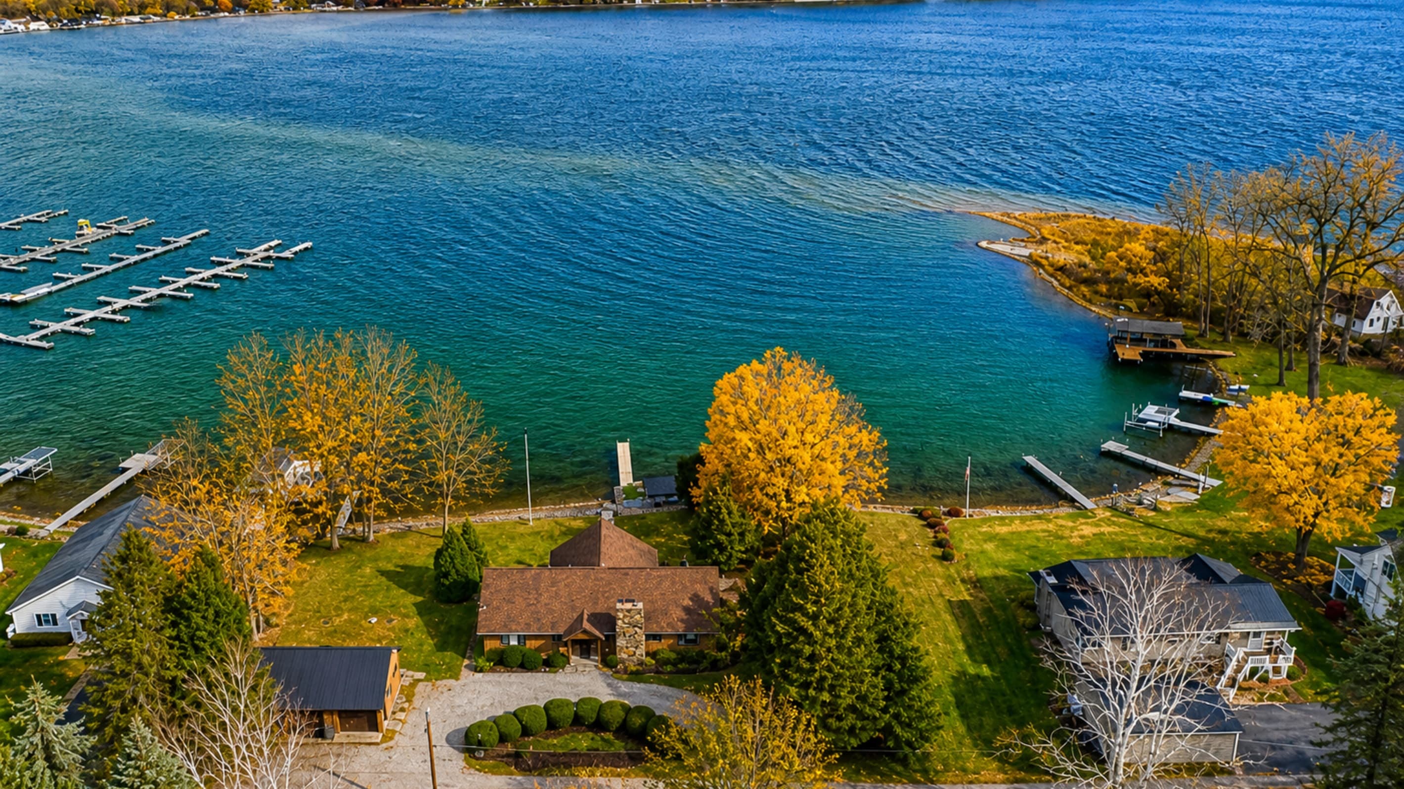 Main house with nearby marina and waterfront
