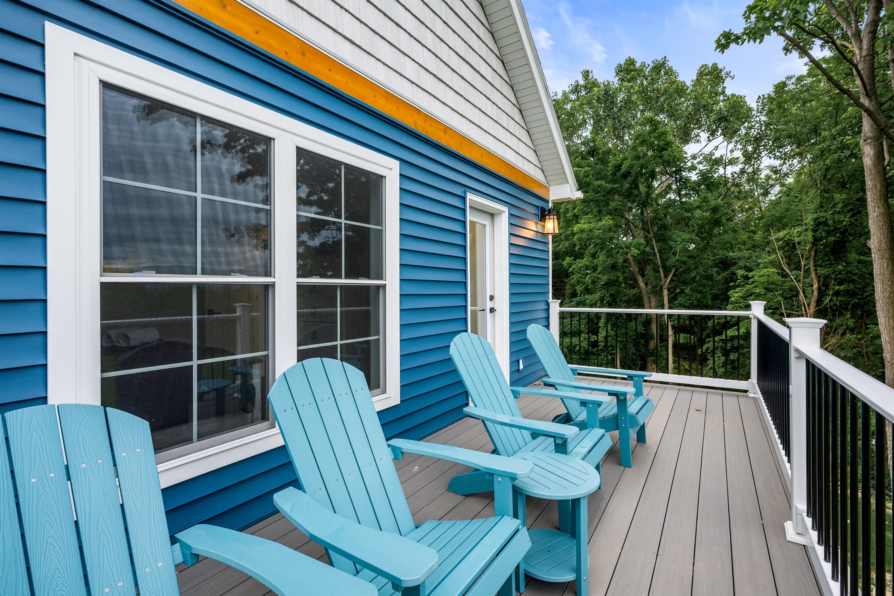 Adirondack chairs on the upper deck