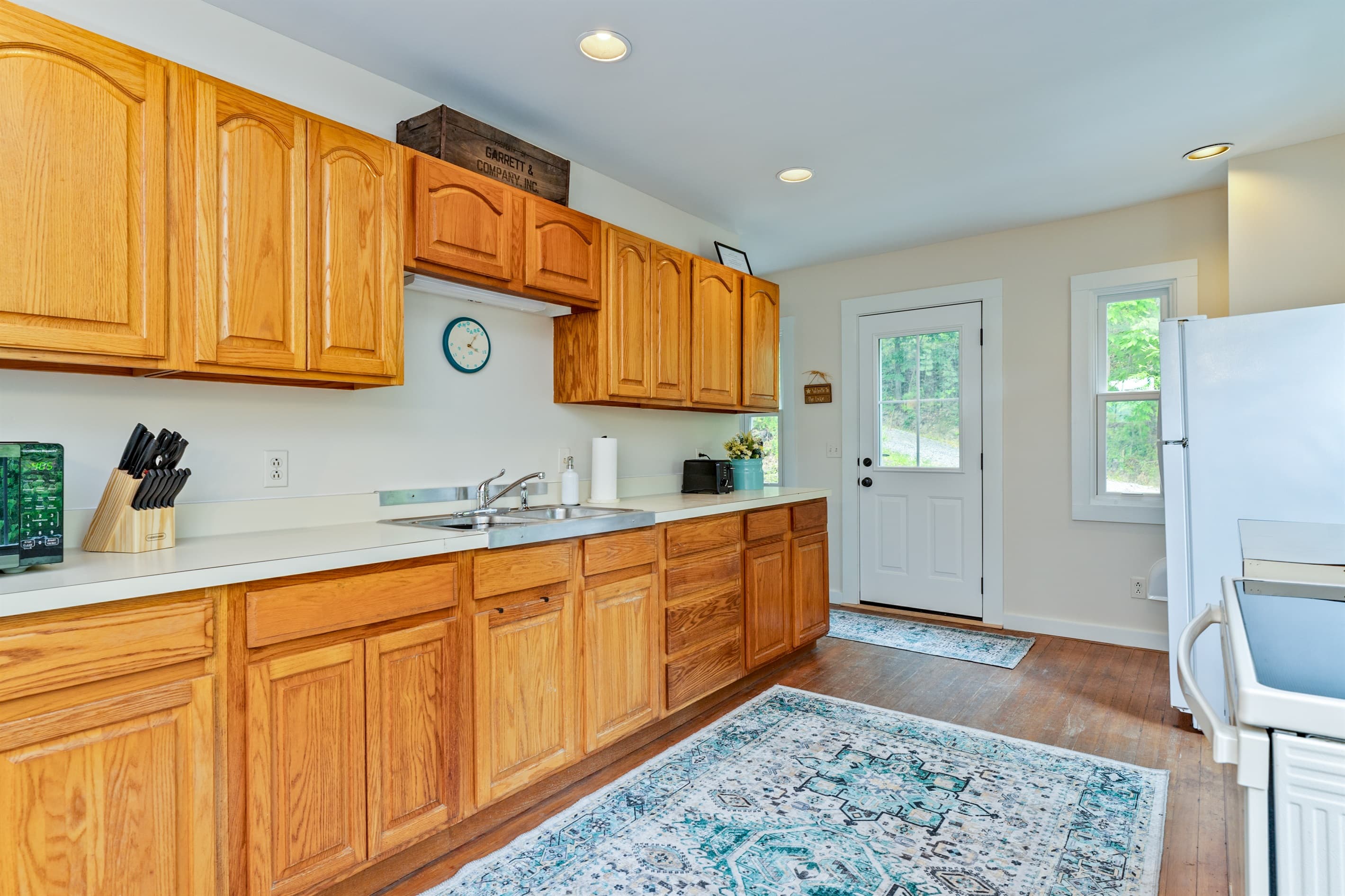 Galley kitchen with ample counter space