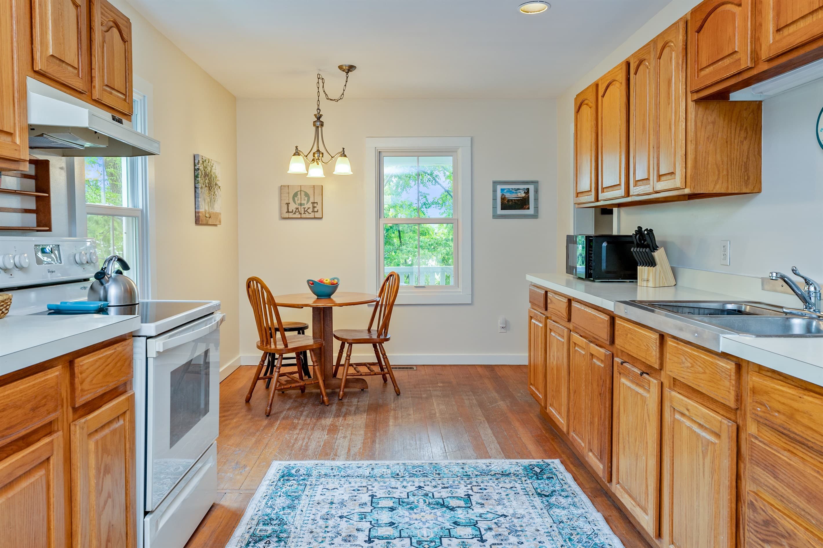 Kitchen workspace with adjacent breakfast table