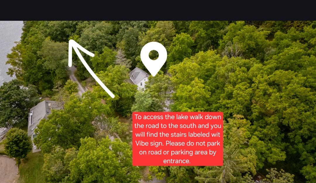 Marked route showing lake access