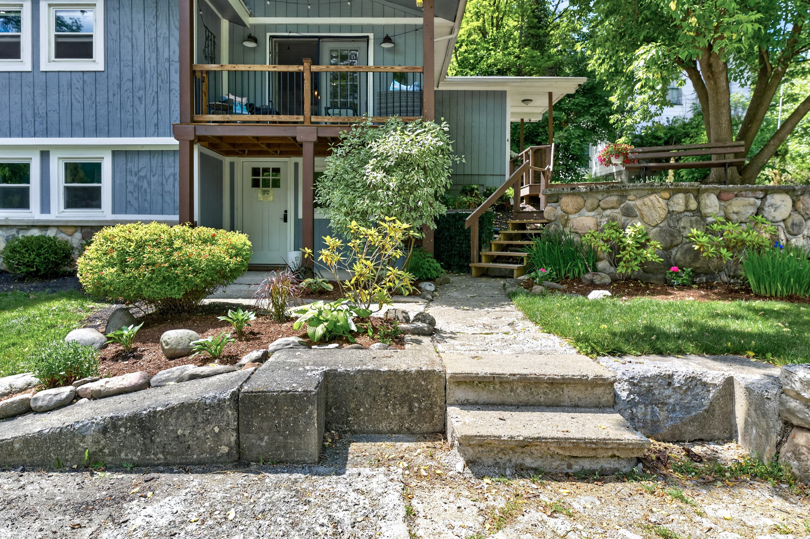 Stone steps leading to the front entrance