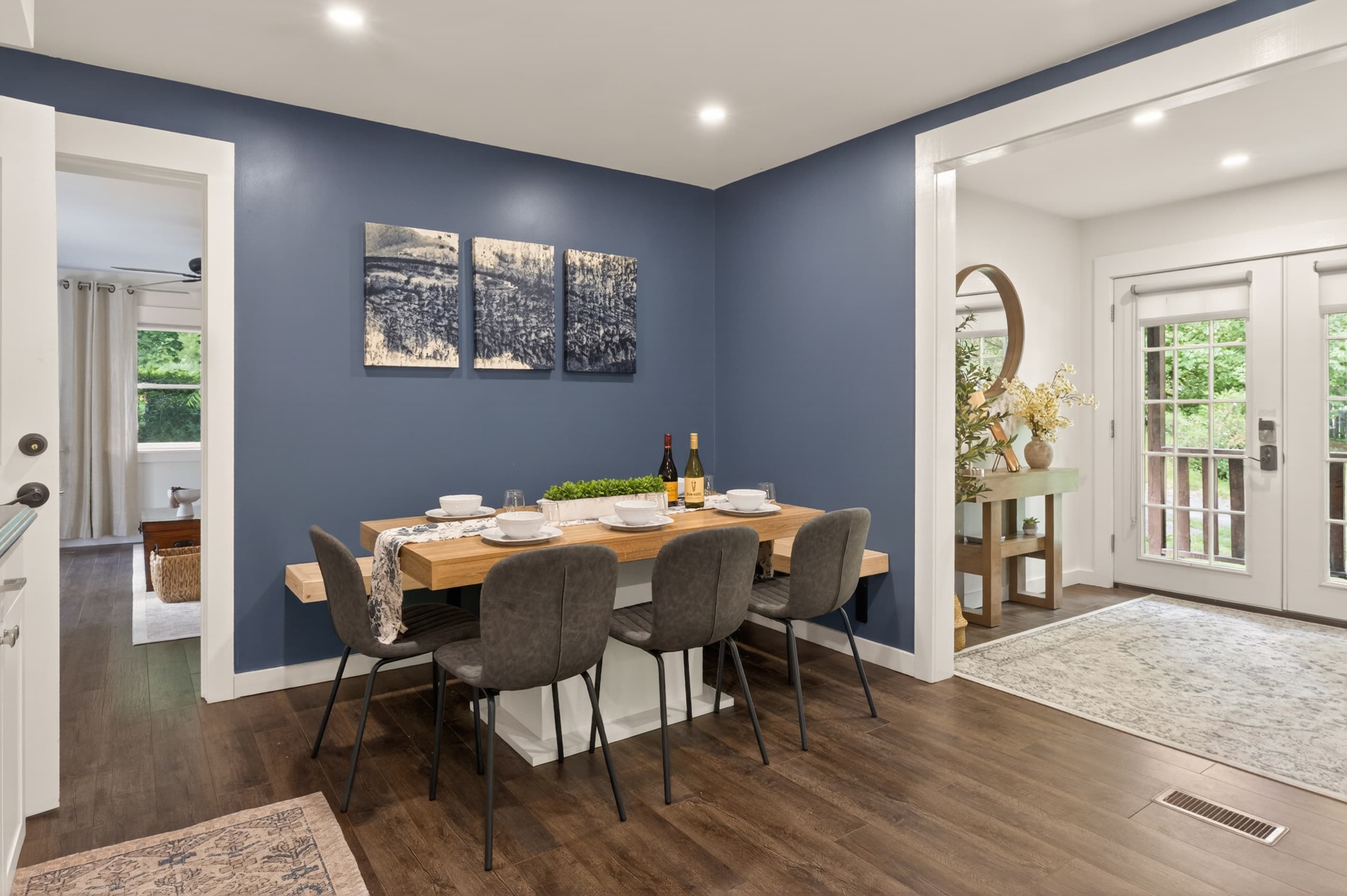 Dining table beside the front entry
