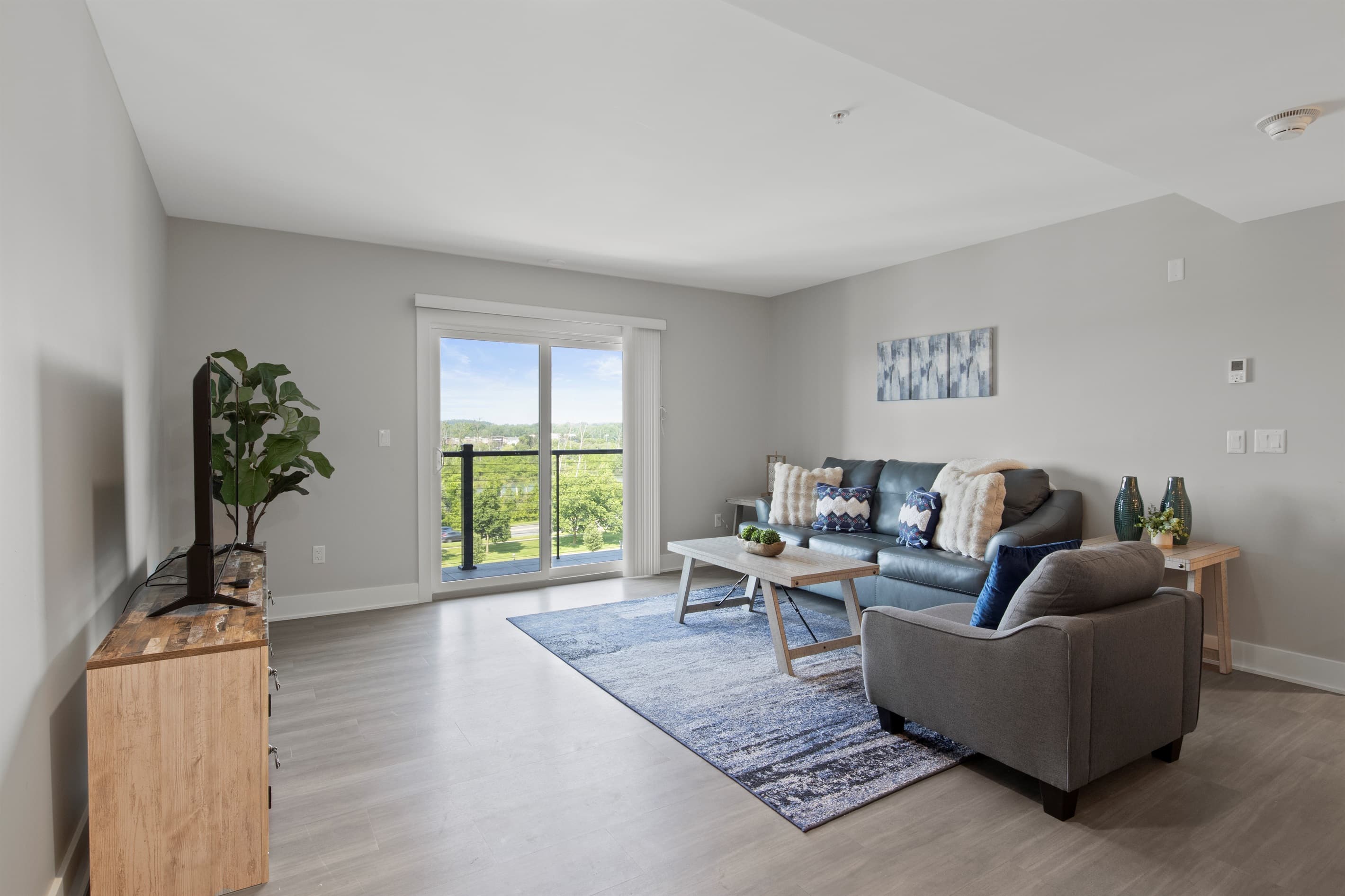 Living room with sofa and accent chairs