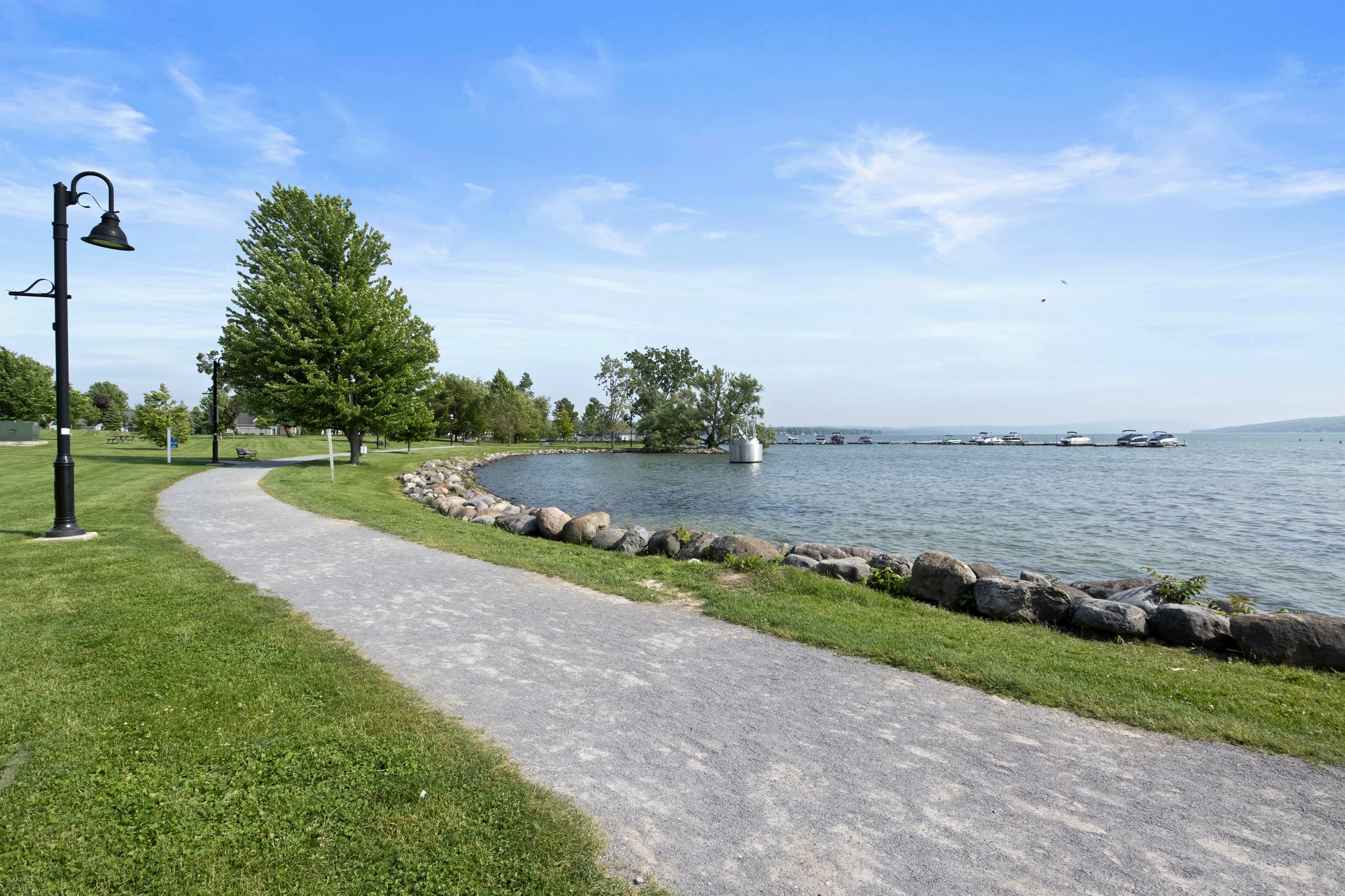 Paved lakeside path beside the waterfront