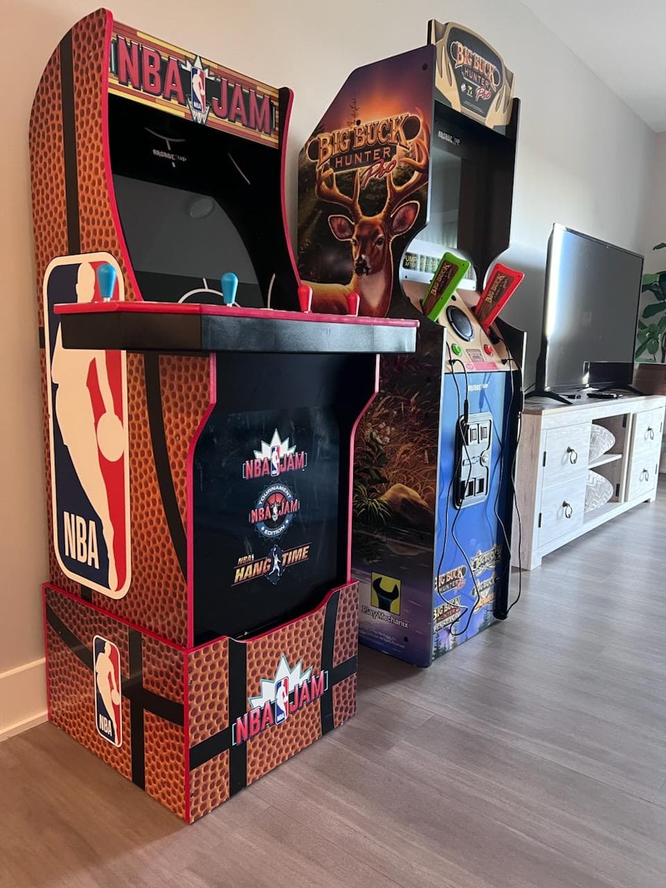 Shared recreation room with arcade games