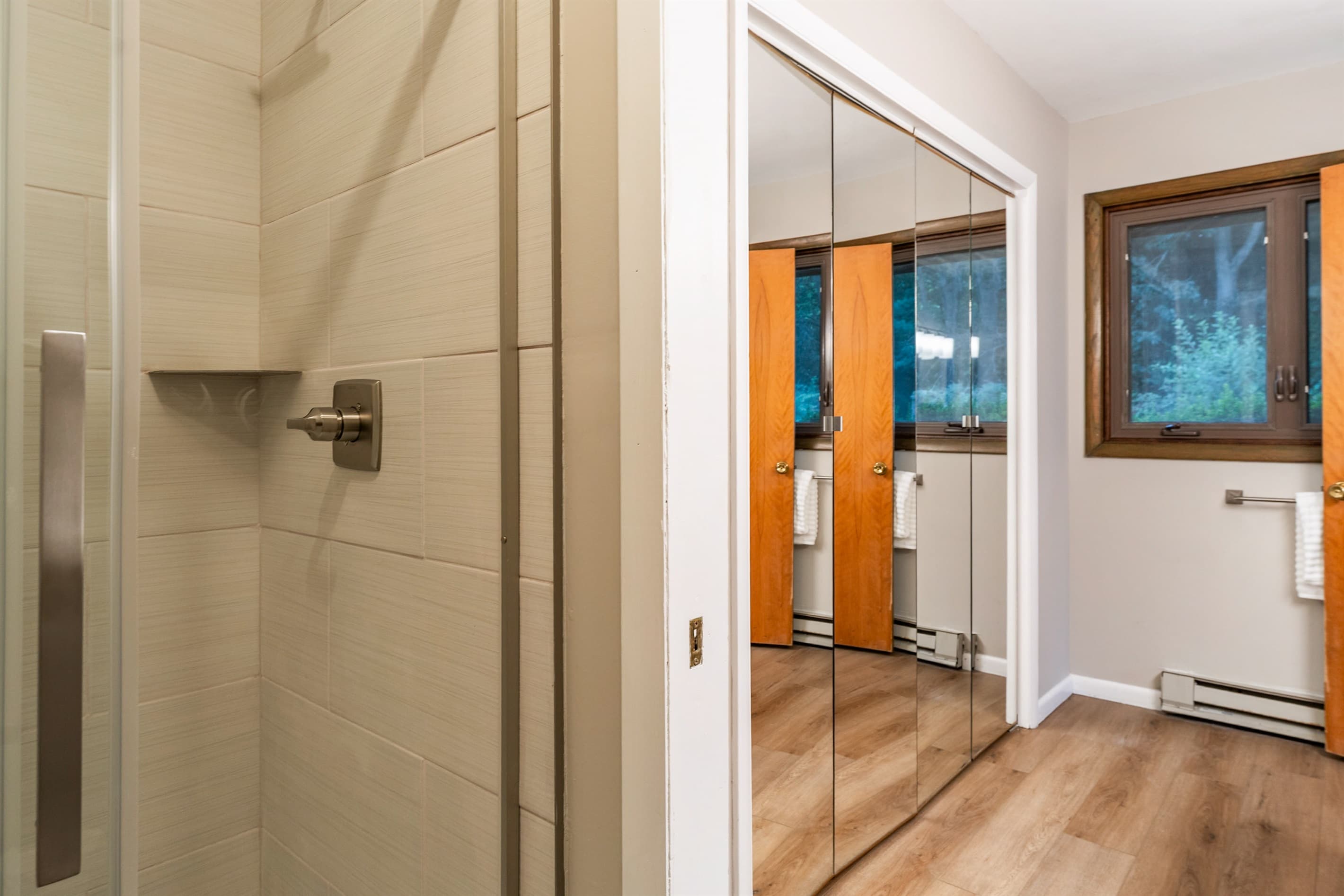 Updated bathroom with walk-in shower